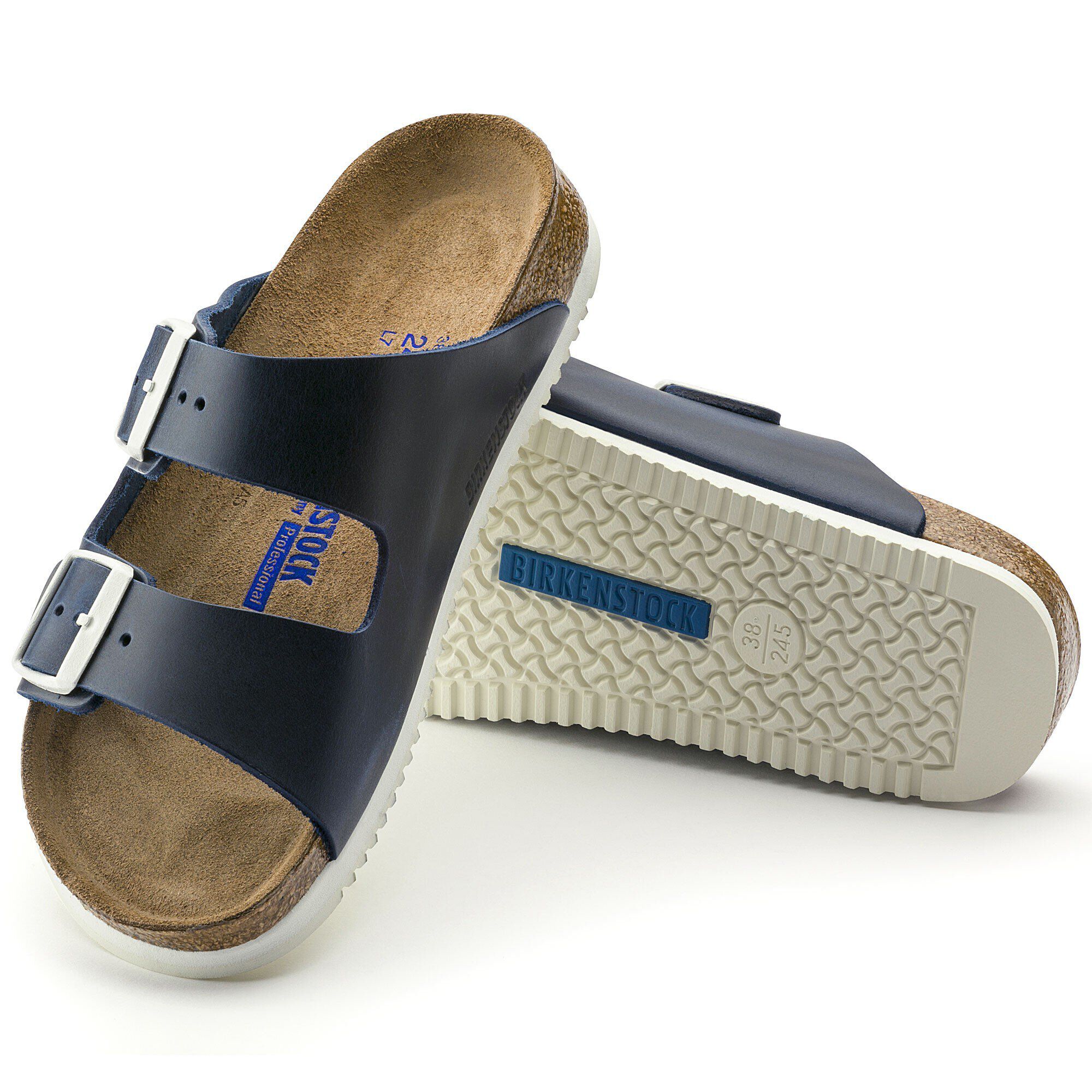 Birkenstock arizona natural leather blue shop