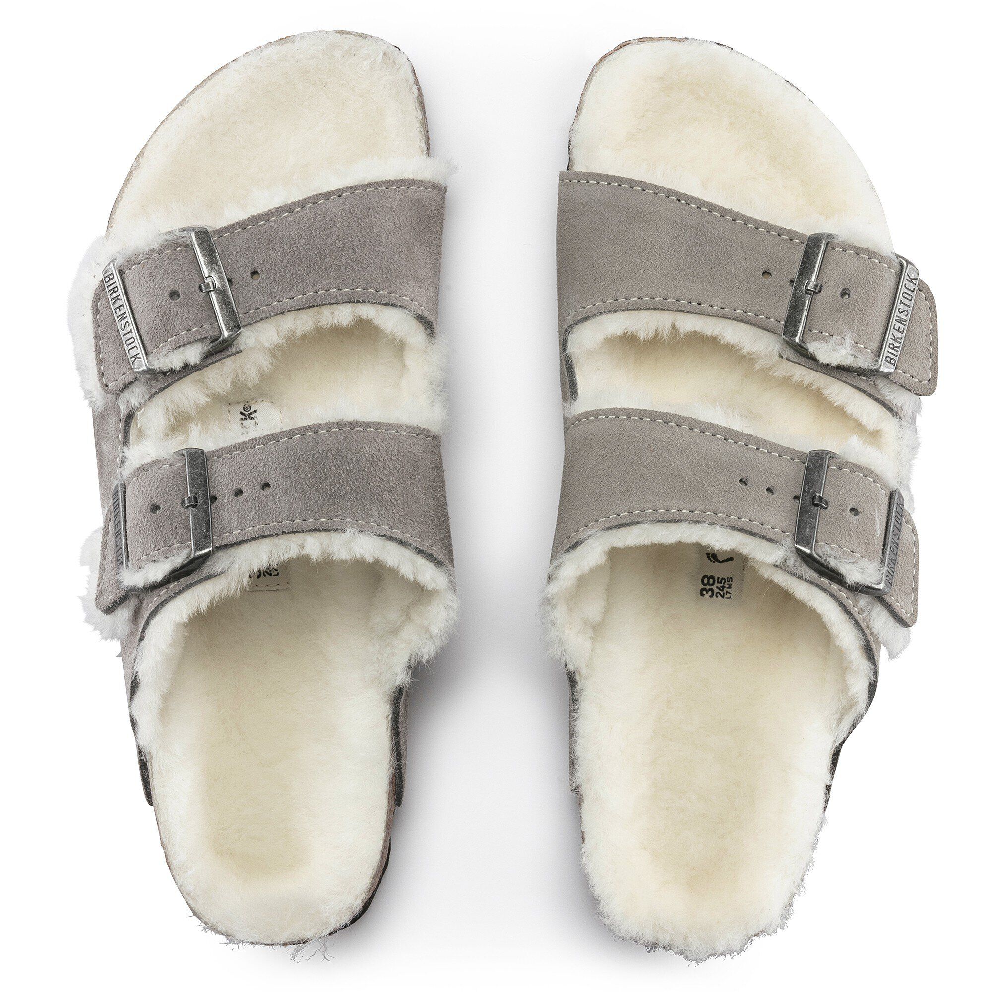 Grey birkenstock with fur top