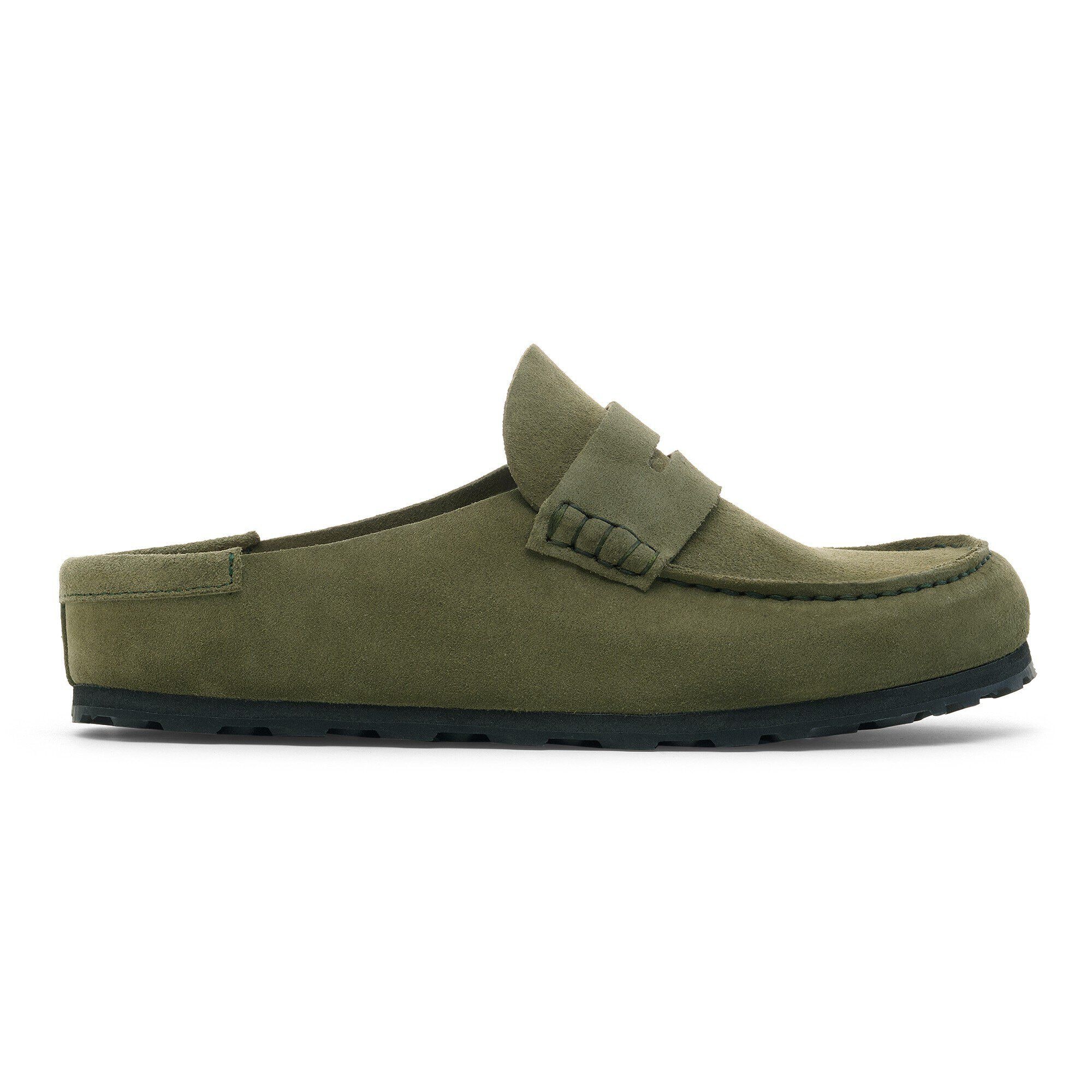 サンダル・ミュール BIRKENSTOCK NAPLES WRAPPED FLAT MULES IN SUEDE (NARROW FIT) Naples Wrapped Suede Leather Thyme | BIRKENSTOCK