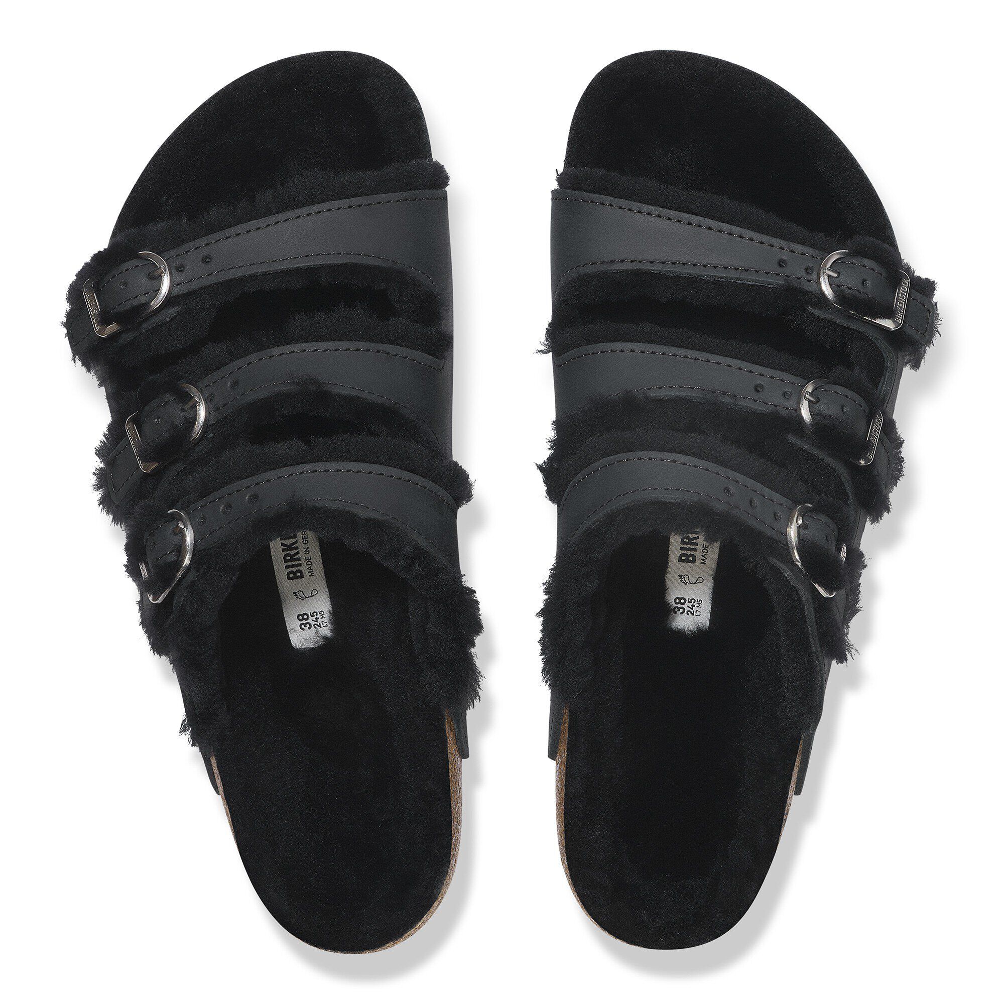 サンダル・ミュール BIRKENSTOCK Black leather Florida slippers Birkenstock Florida Soft Footbed Sandal - Women's - Free