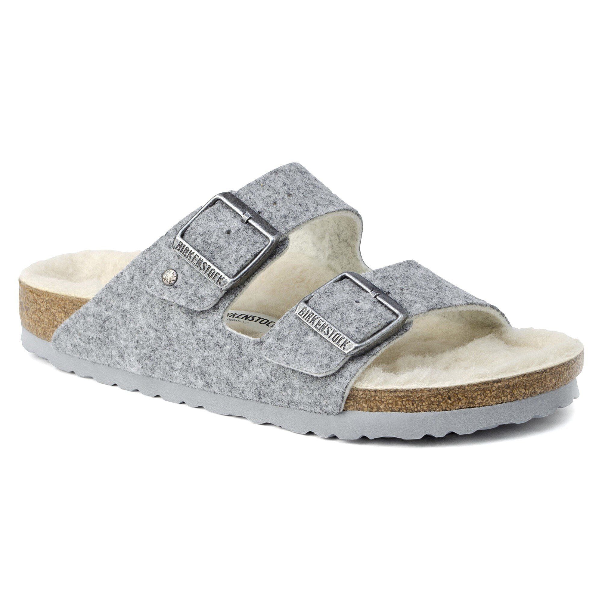 Grey felt birkenstocks