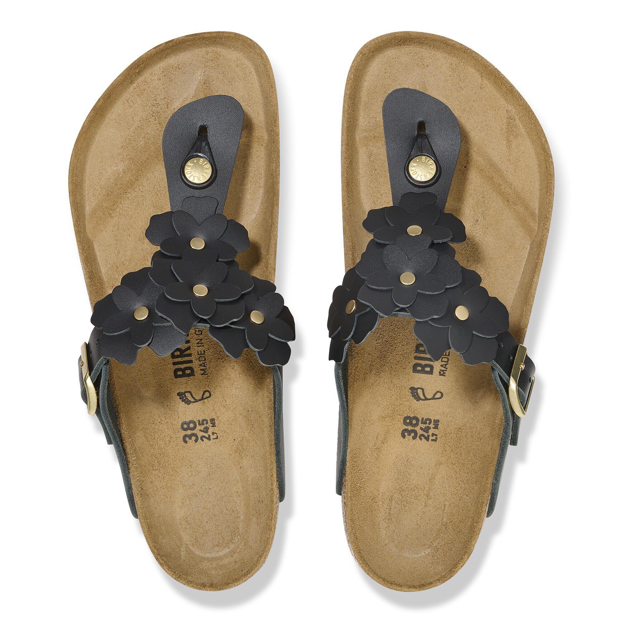 Gizeh Flower Leather Black | BIRKENSTOCK