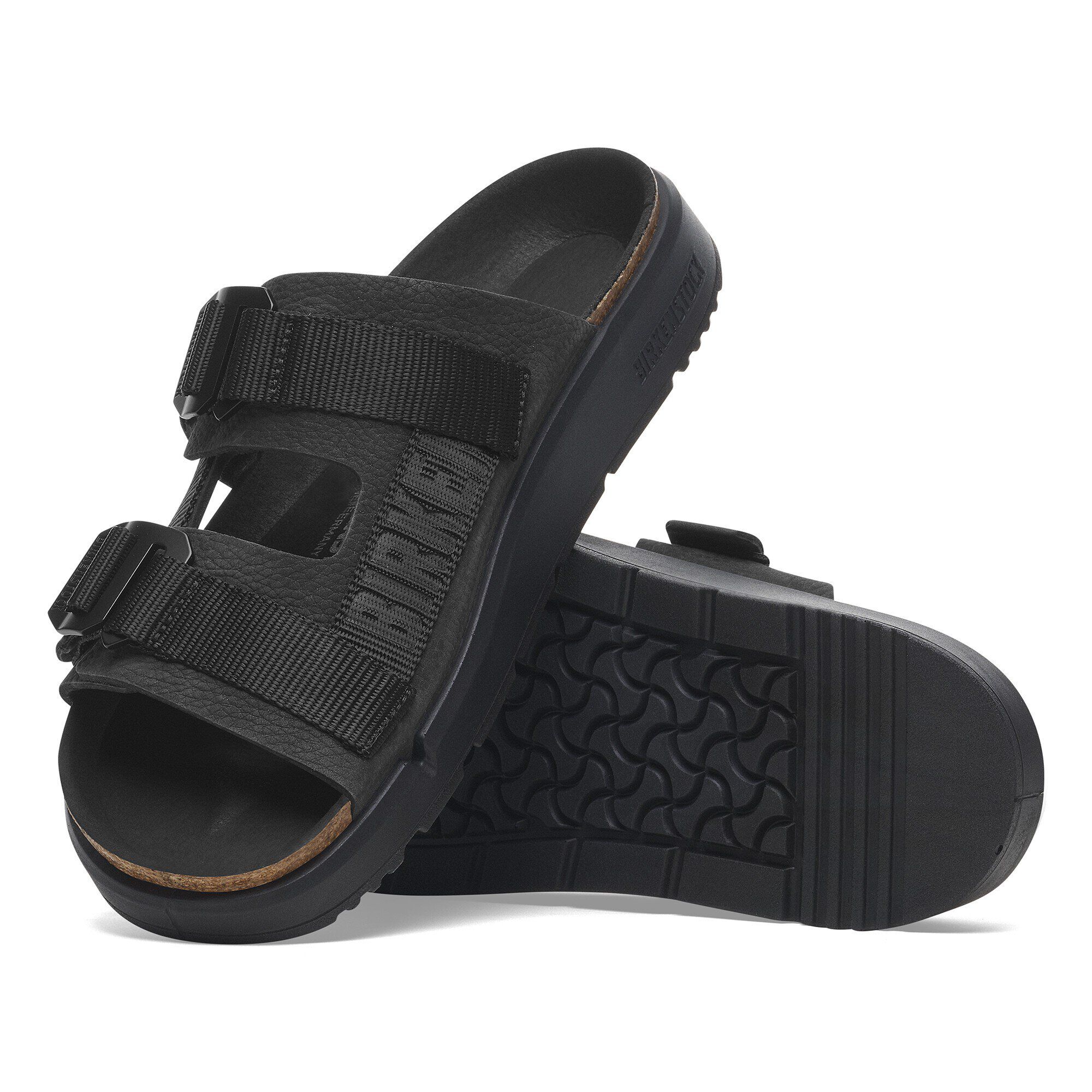 サンダル Birkenstock Black Shinjuku Sandal Shinjuku Leather-Textile Black | BIRKENSTOCK