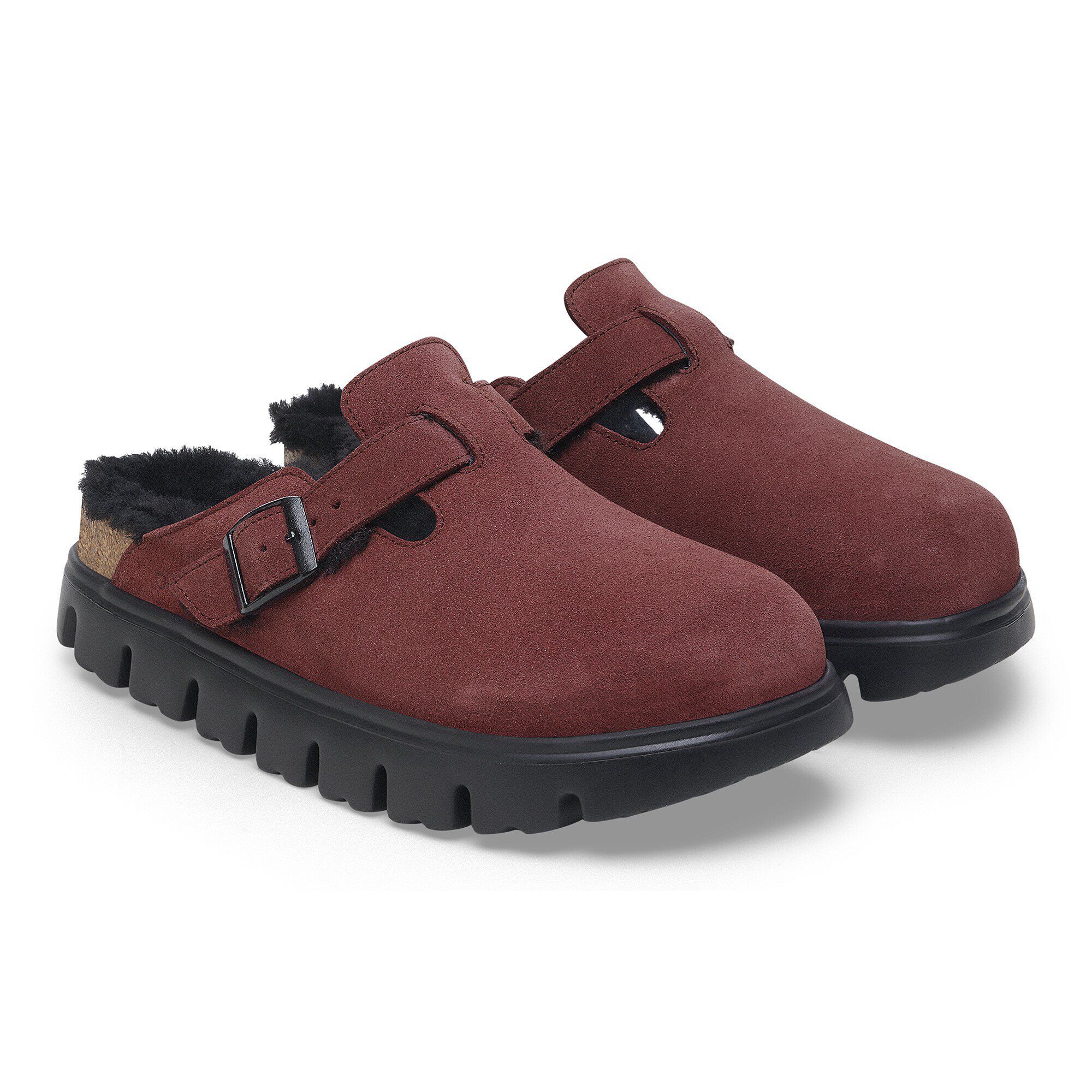 Boston Chunky Shearling Suede Leather-Shearling Berry Crush