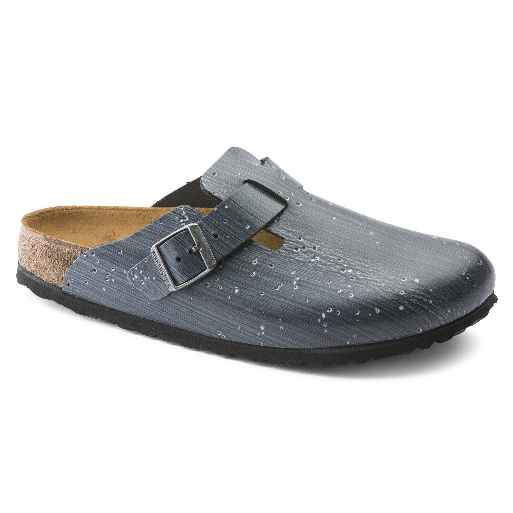 Boston Embossed Leather Hailstorm Black Silver BIRKENSTOCK