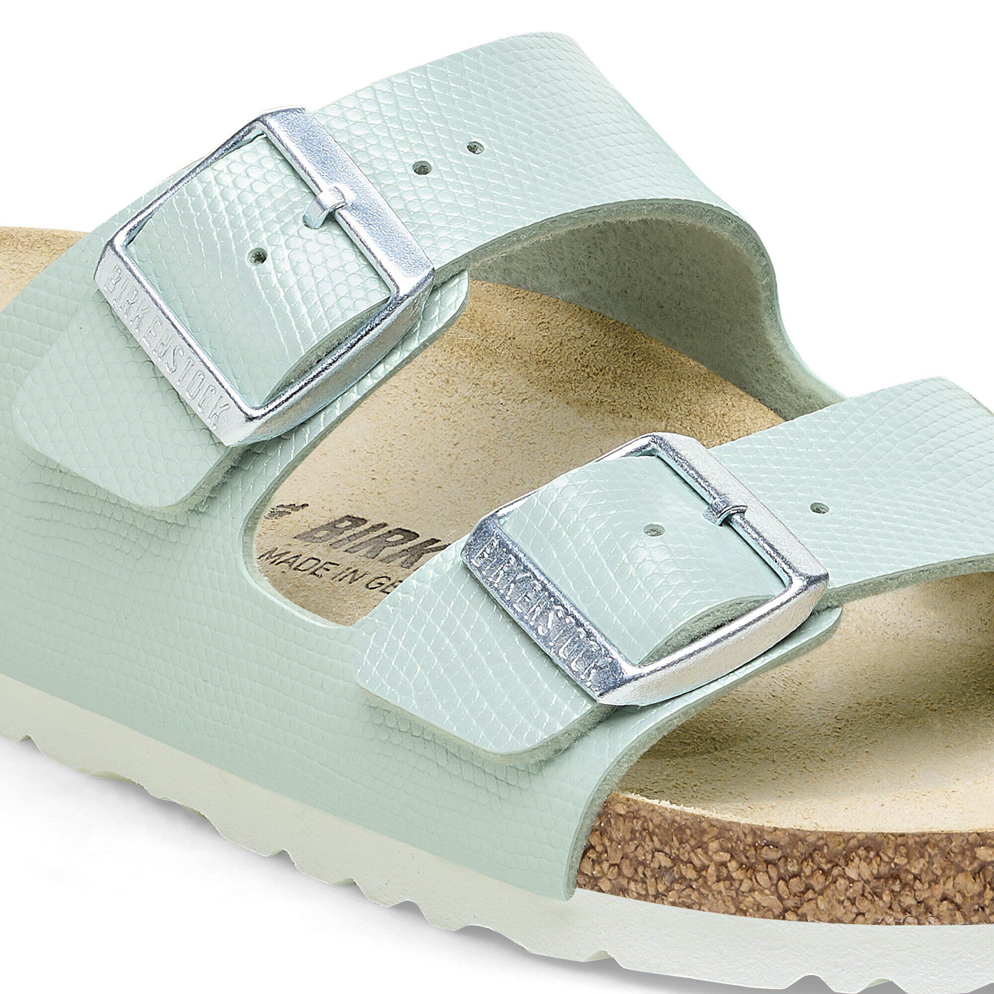 Arizona Birko Flor Embossed Shiny Surf Green BIRKENSTOCK