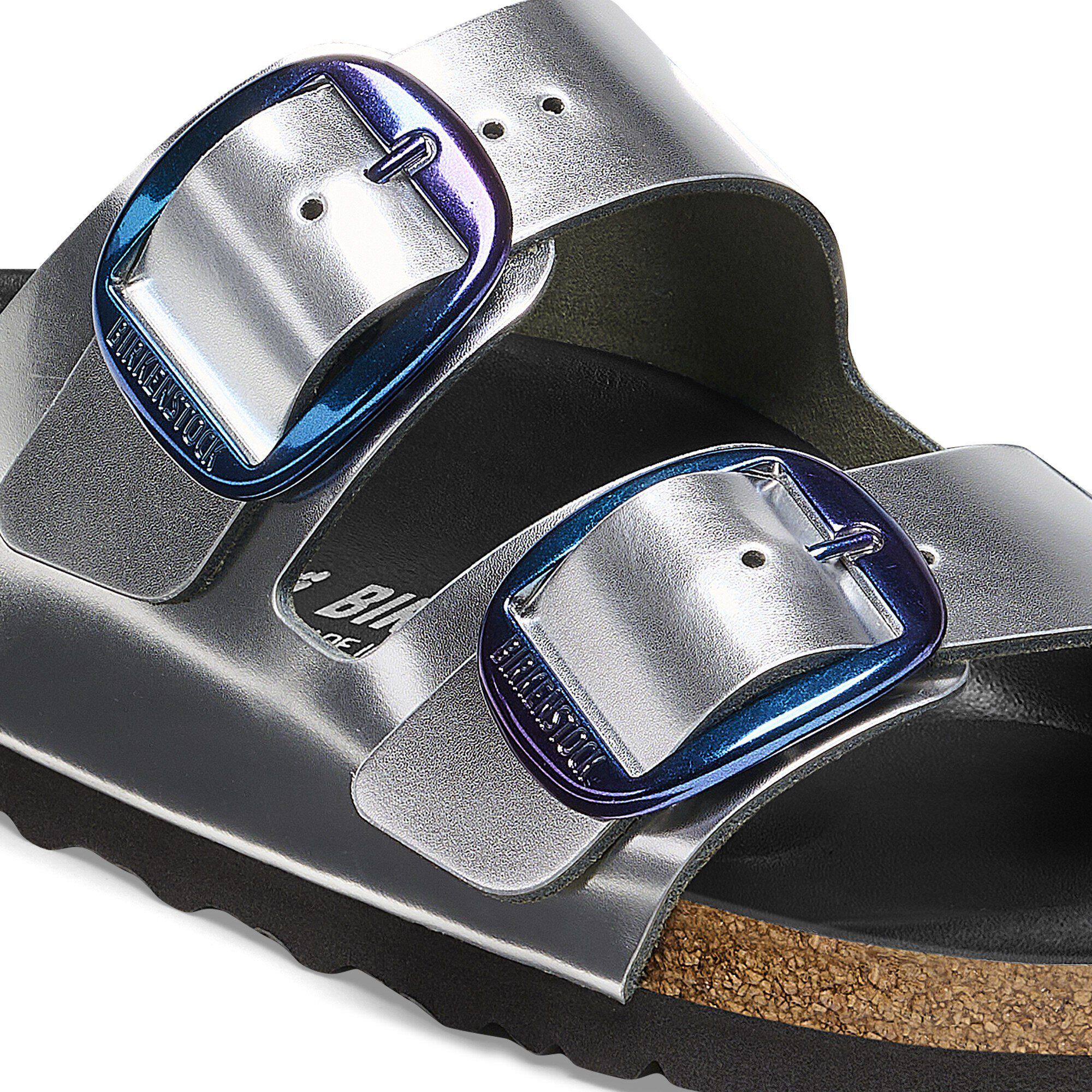 Arizona Big Buckle Natural Leather Metallic Silver BIRKENSTOCK