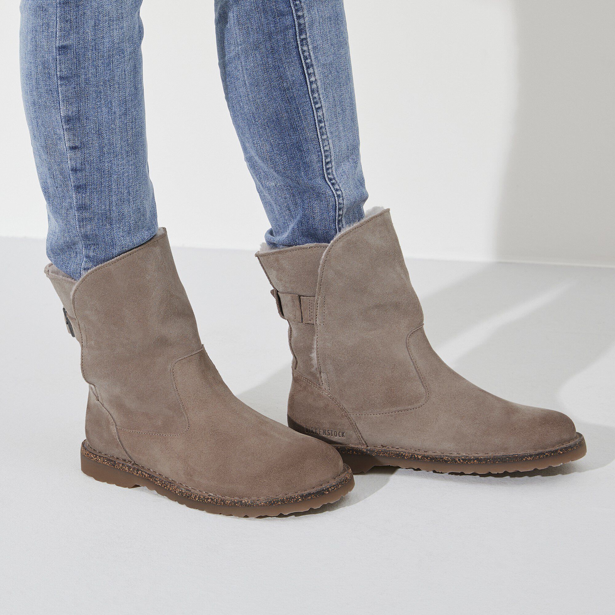Uppsala Shearling Suede Leather Gray Taupe BIRKENSTOCK
