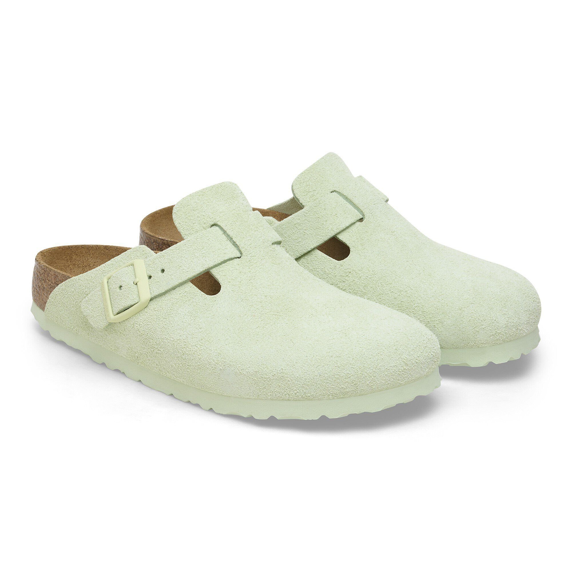 Boston Soft Footbed Suede Leather Faded Lime | BIRKENSTOCK