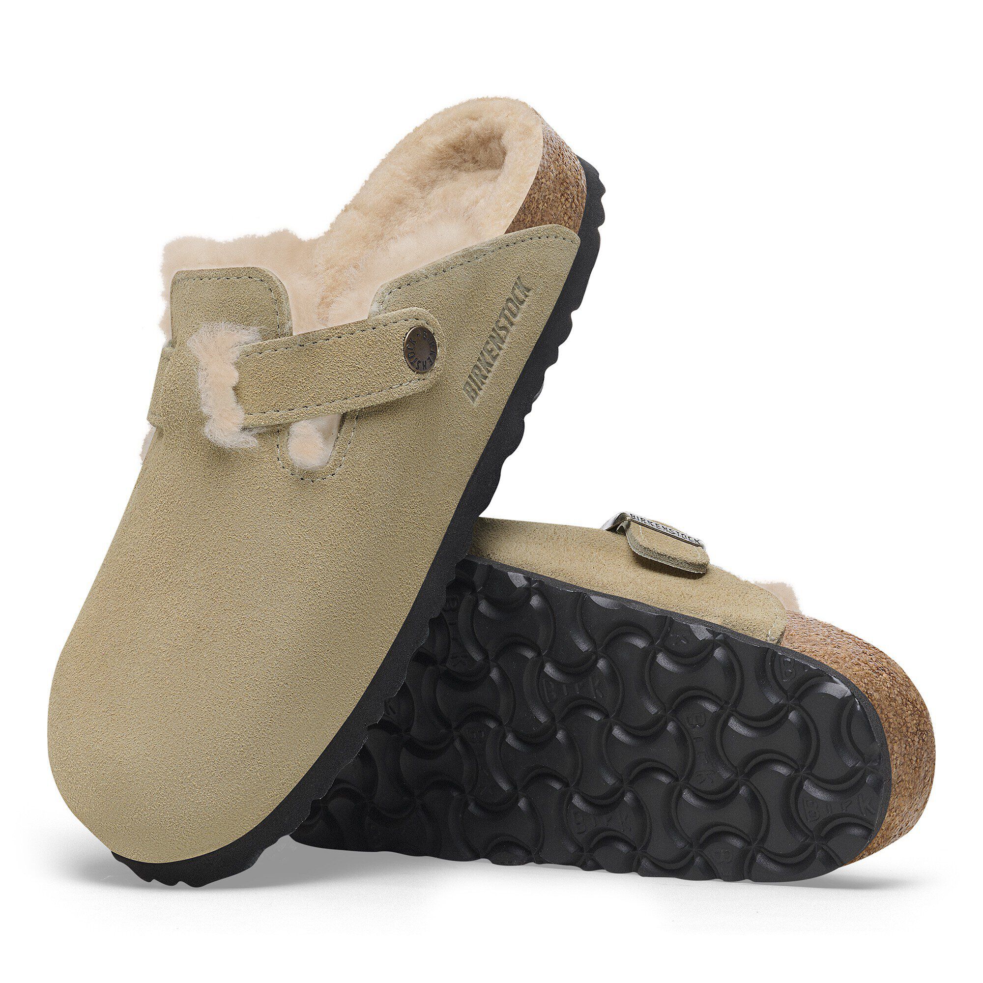 Boston Shearling Suede Leather Taupe BIRKENSTOCK