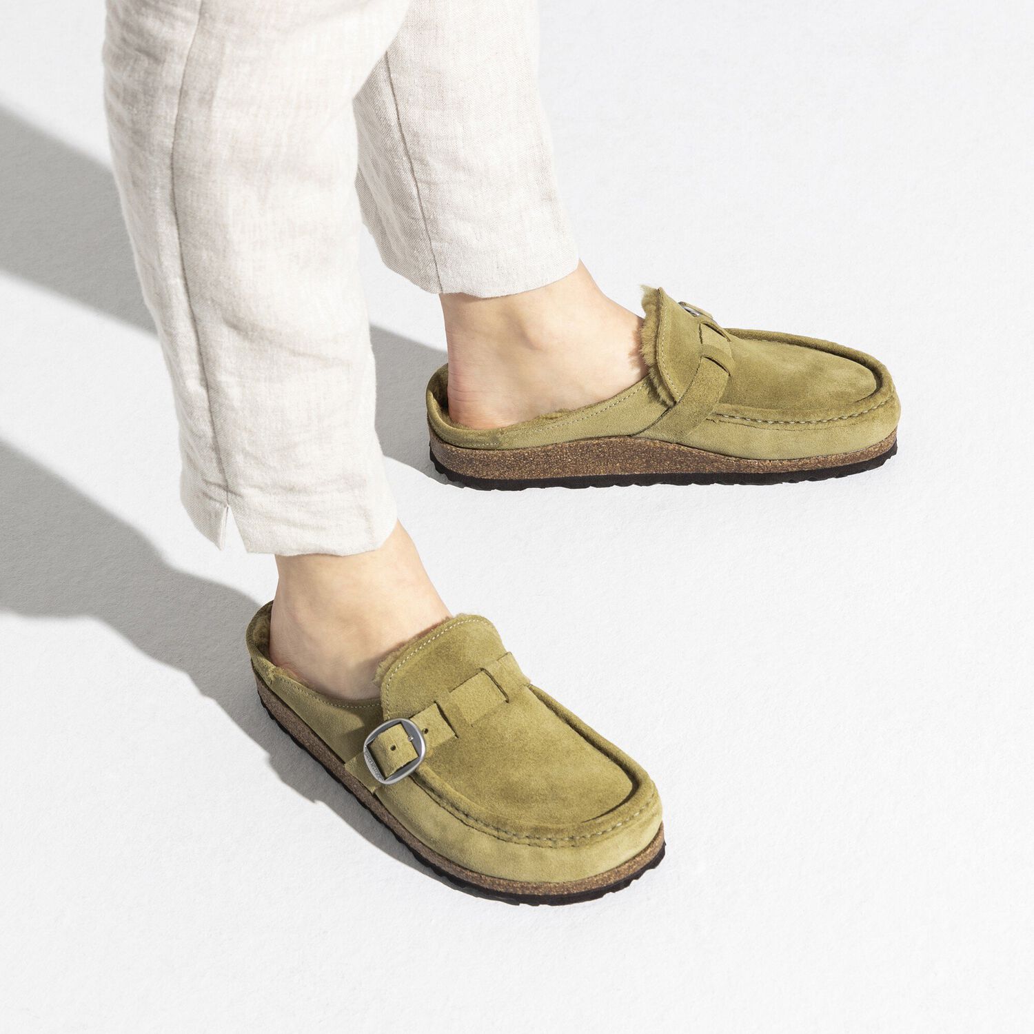 Buckley Shearling Suede Leather Olive Tree | BIRKENSTOCK