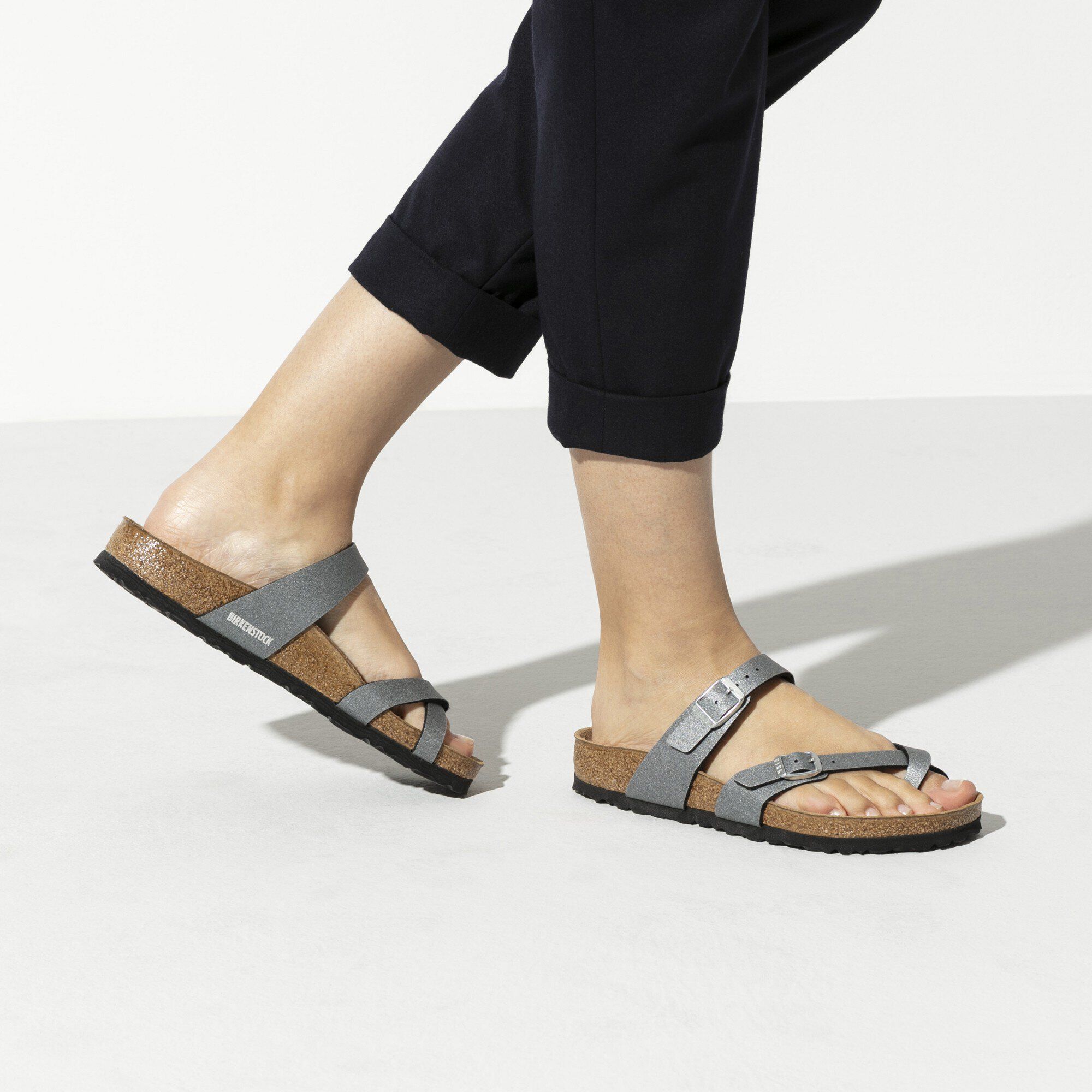 Birkenstock arizona clearance icy metallic anthracite