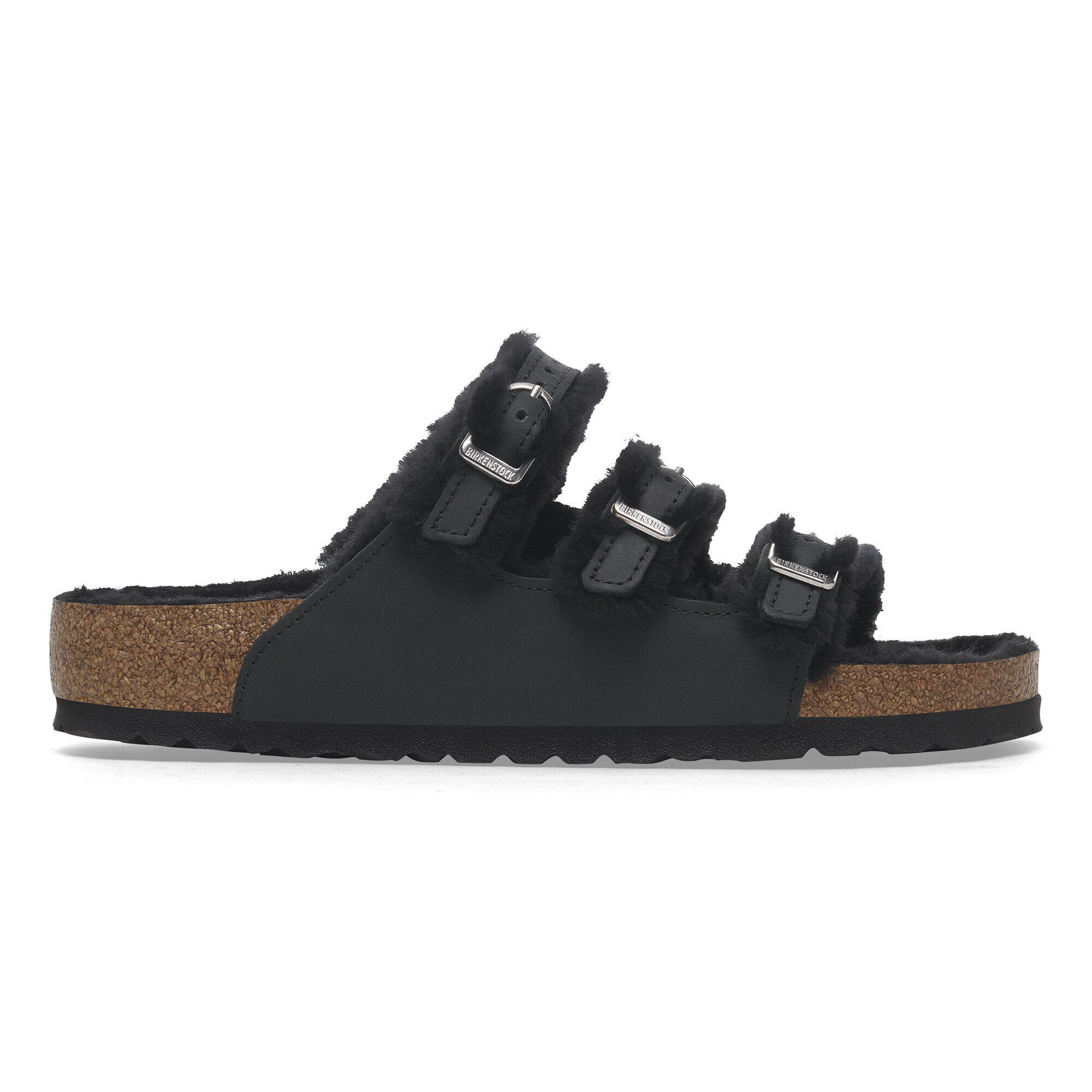 スリッポン BIRKENSTOCK BLACK LEATHER FLORIDA SLIPPERS Florida Shearling Oiled Leather Black | BIRKENSTOCK