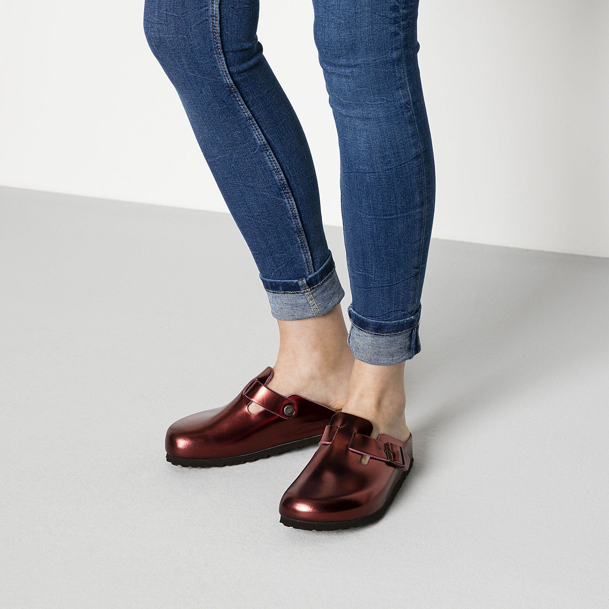 Birkenstock boston metallic silver hotsell