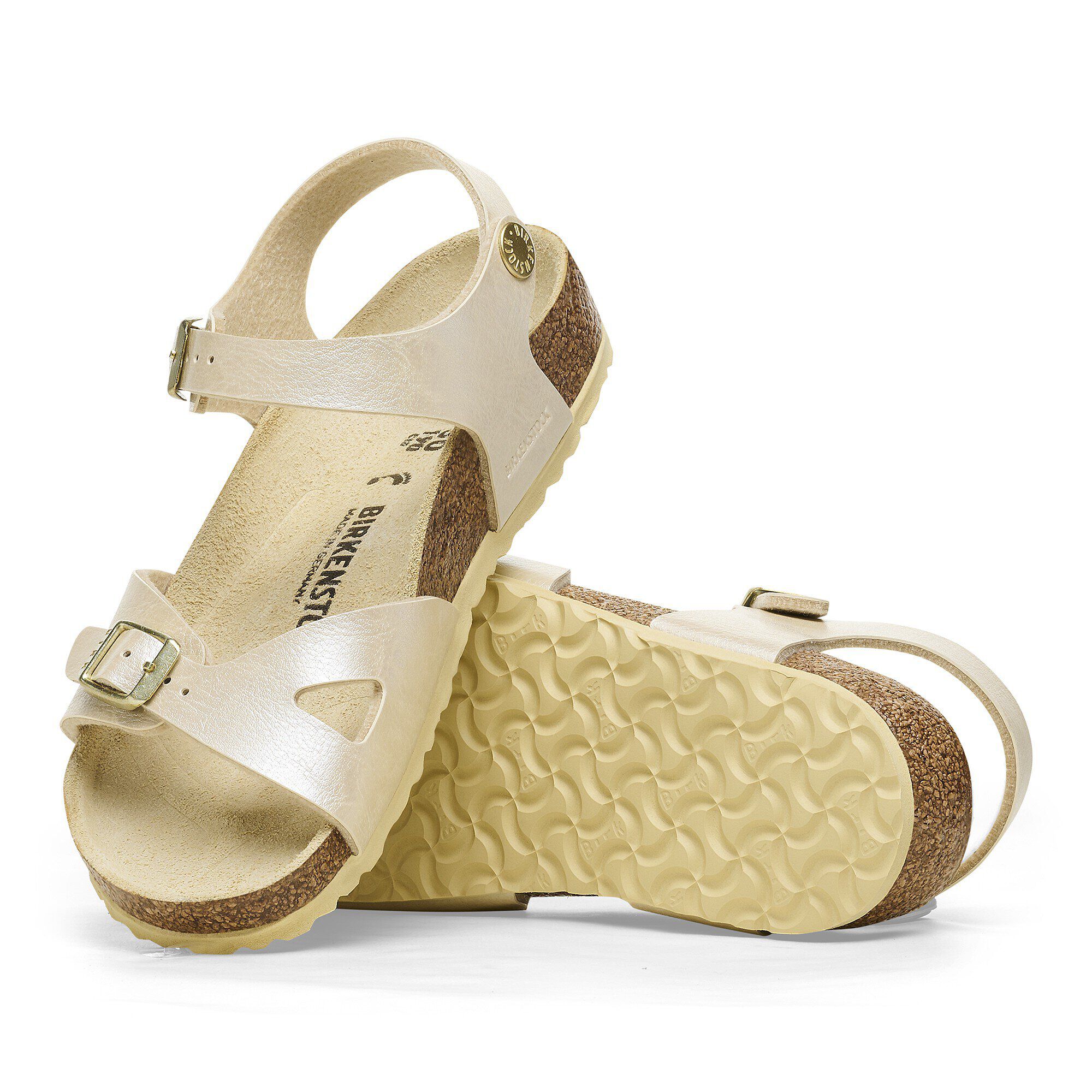 Birkenstock Girls Buckle Sandals Girls Kids 25 Ivory Leather by Childrensalon
