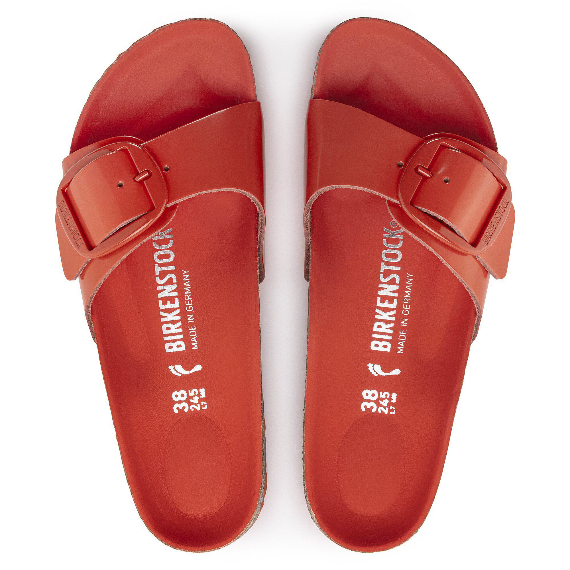 Madrid Big Buckle Natural Leather Patent High Shine Tomato BIRKENSTOCK