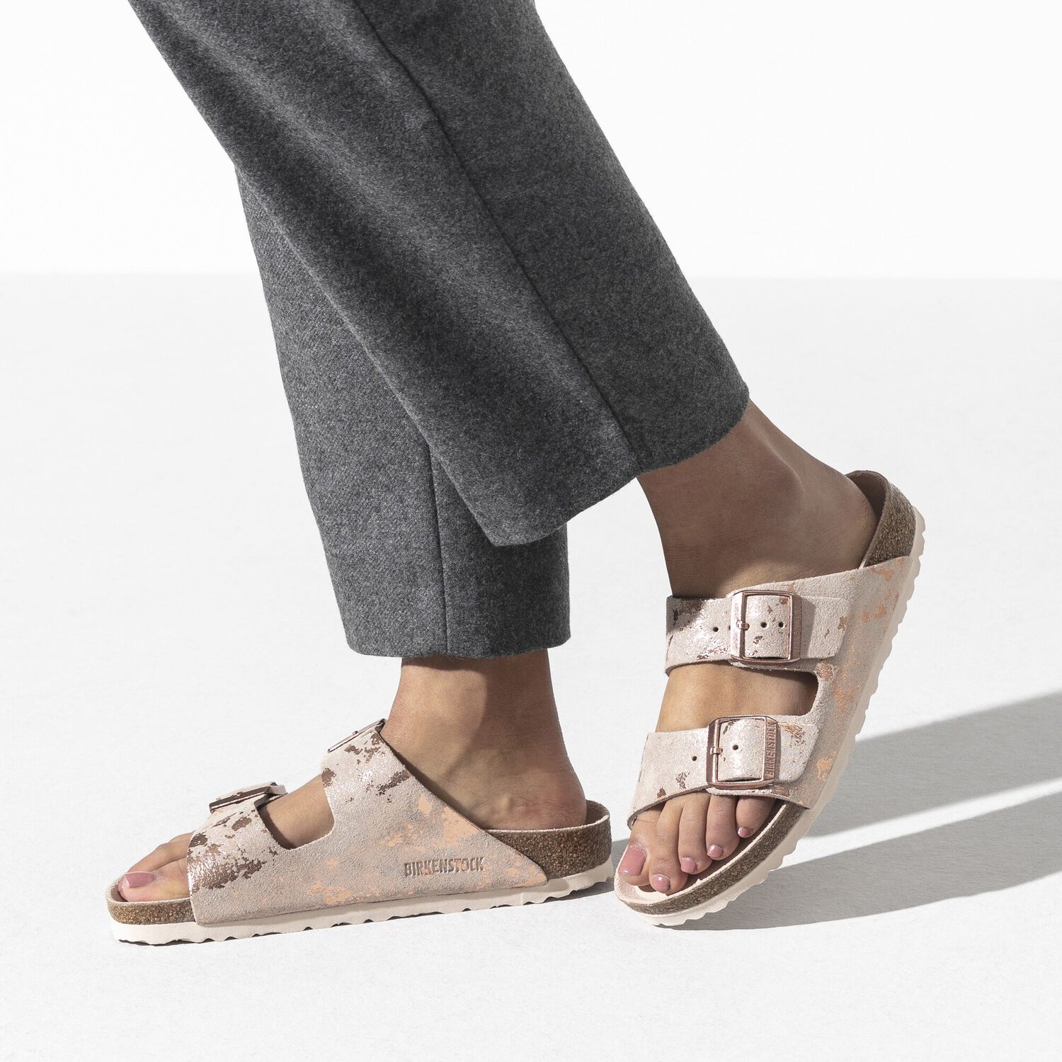 birkenstock vintage metallic rose copper leather