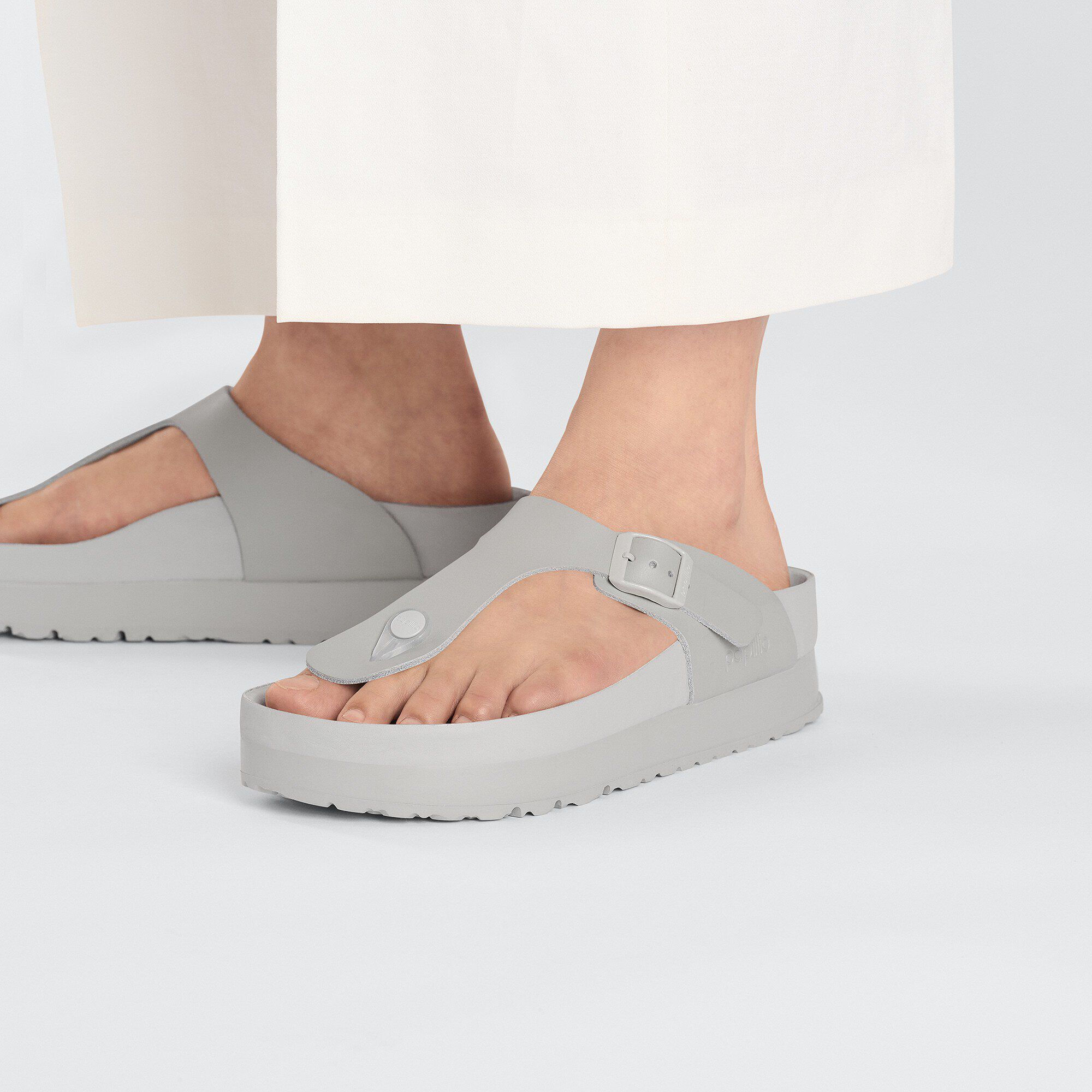 Gizeh Flex Platform Leather Mineral Gray BIRKENSTOCK