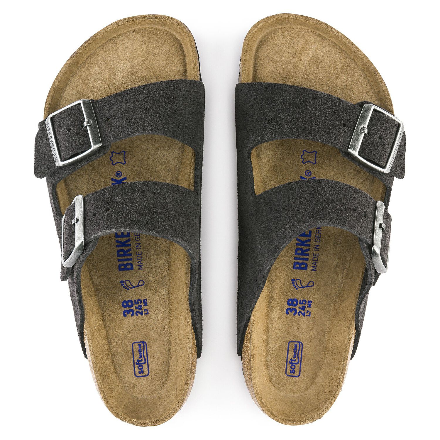 birkenstock arizona soft footbed velvet grey suede