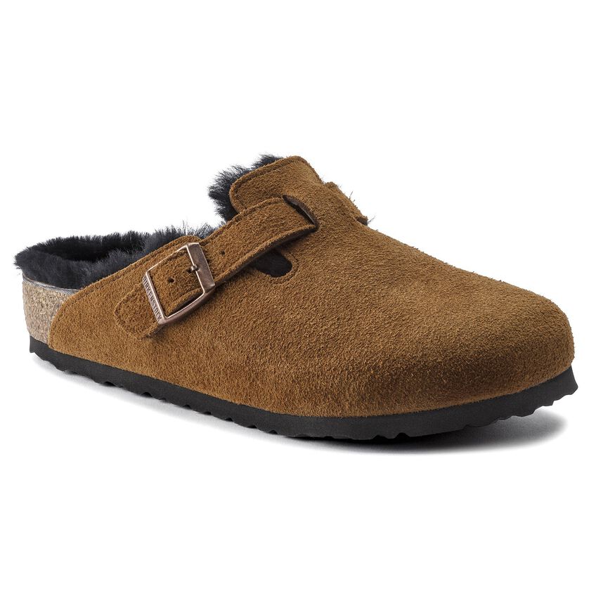 Birkenstock Boston Shearling Sandals Mink in Brown for Men