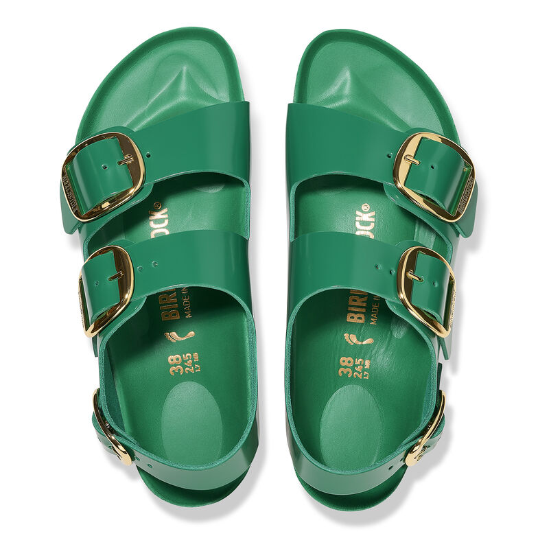Milano Big Buckle Natural Leather Patent High Shine Digital Green ...