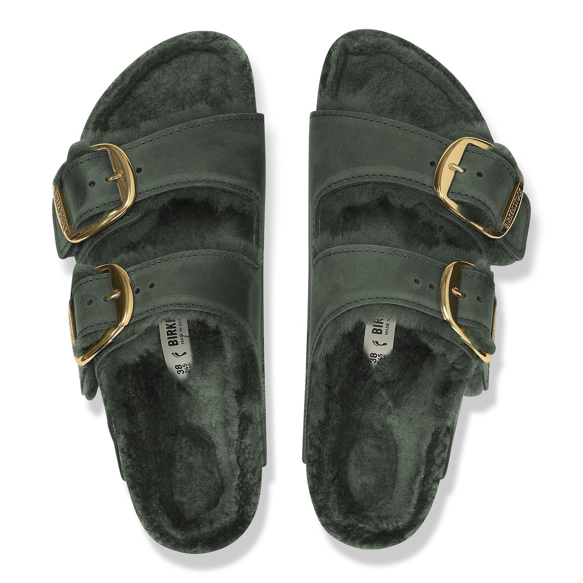 Arizona Big Buckle Shearling Oiled Leather Thyme | BIRKENSTOCK
