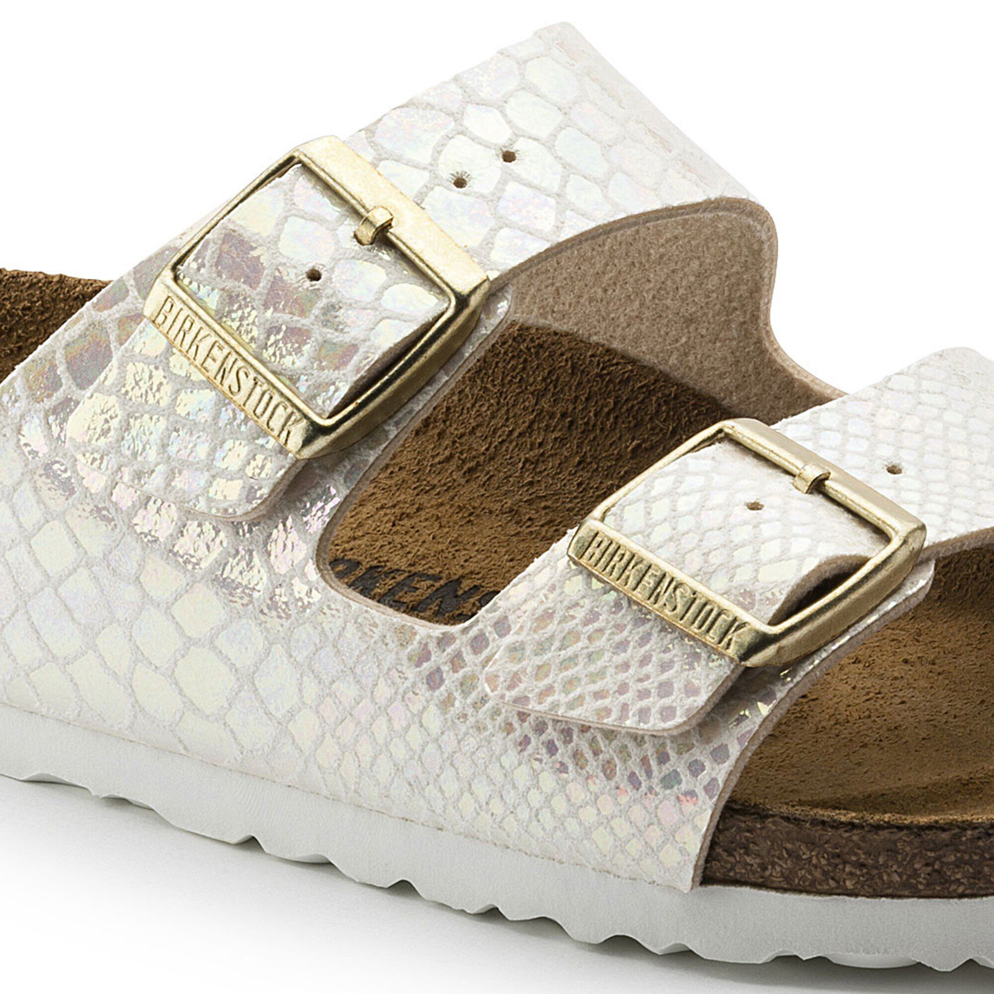 Birkenstock shiny snake white clearance