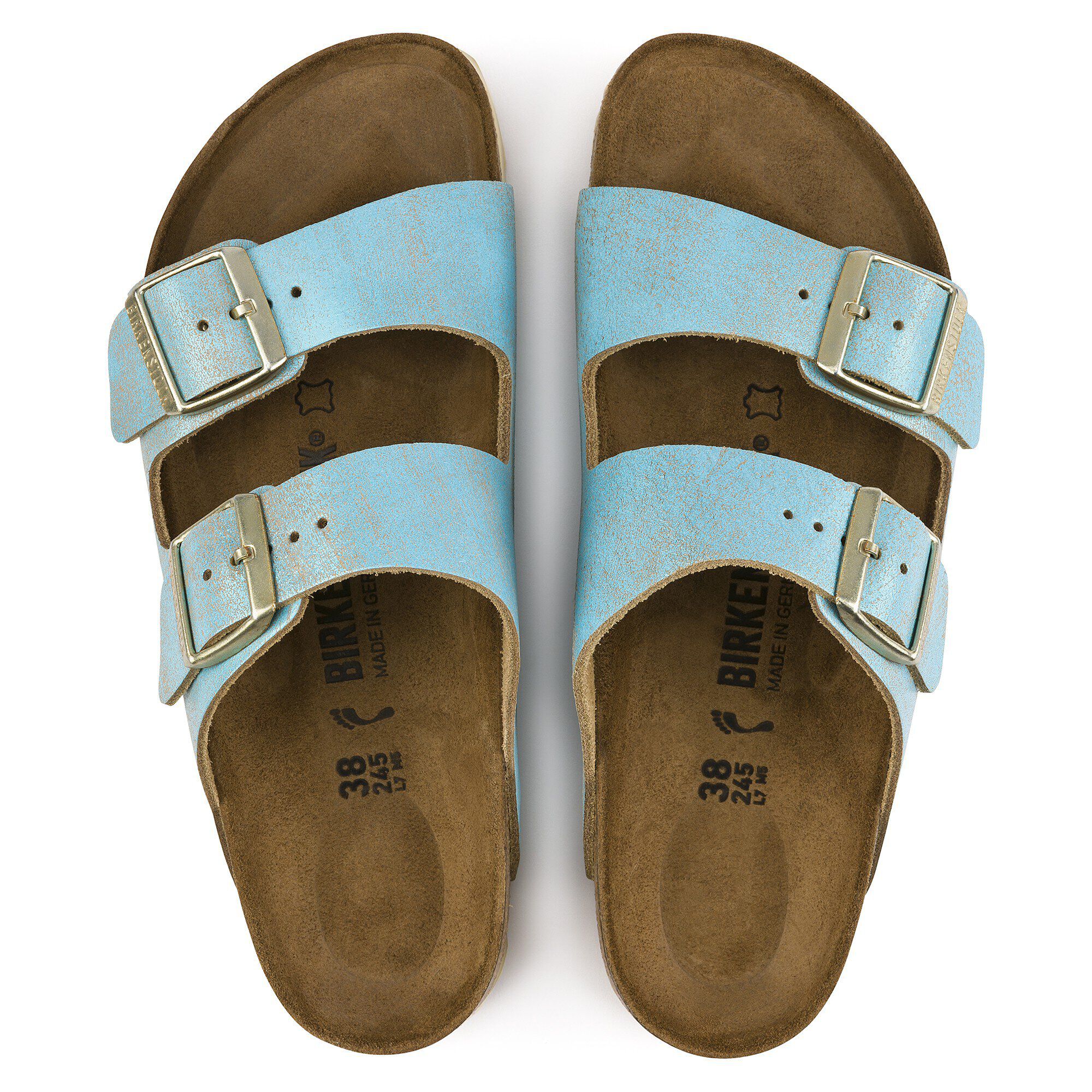 Arizona Suede Leather Washed Metallic Aqua
