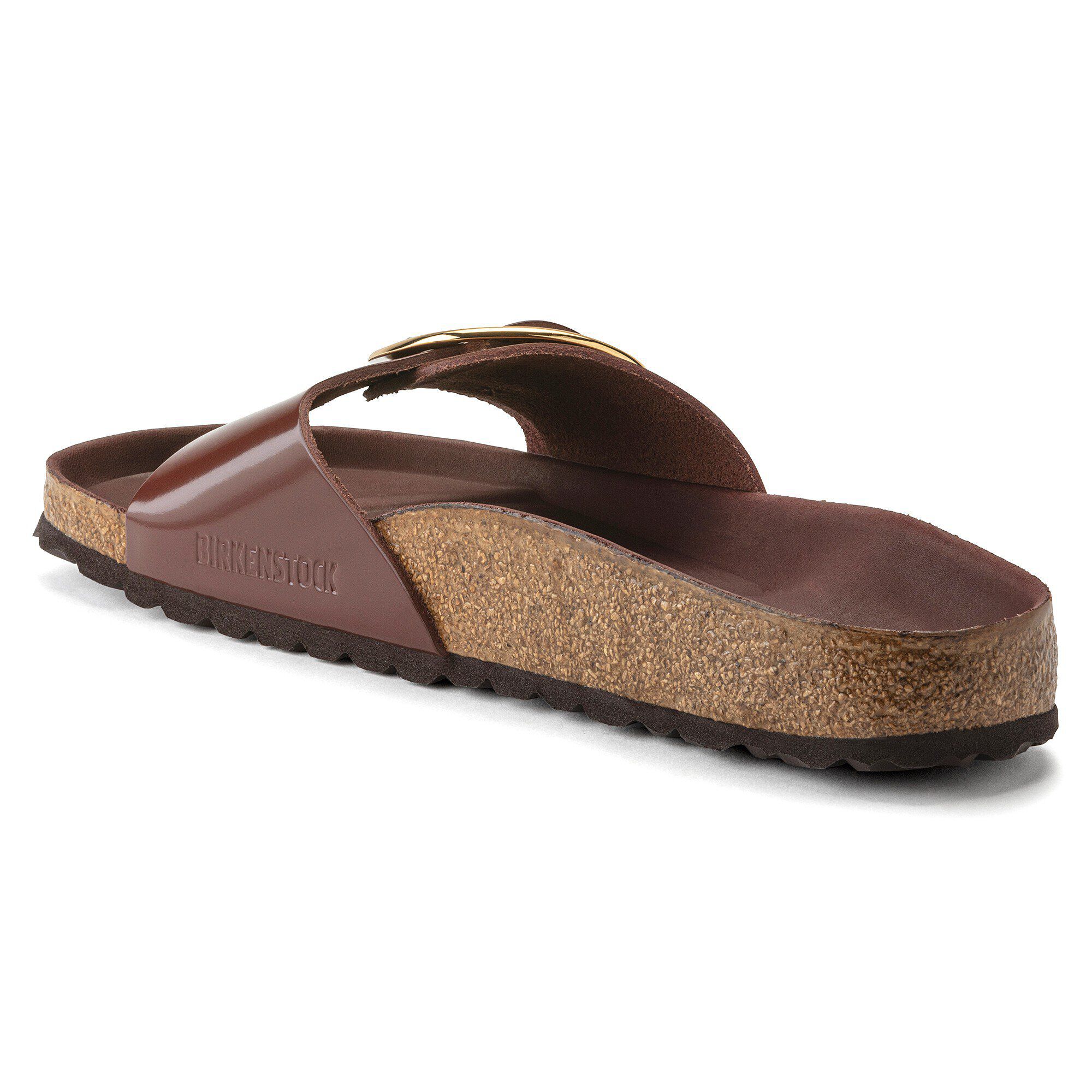 Madrid Big Buckle Natural Leather Patent High Shine Chocolate
