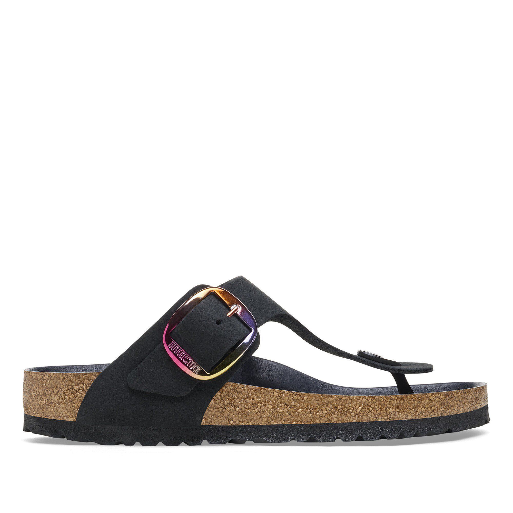 Gizeh Big Buckle Nubuck Leather Black | BIRKENSTOCK