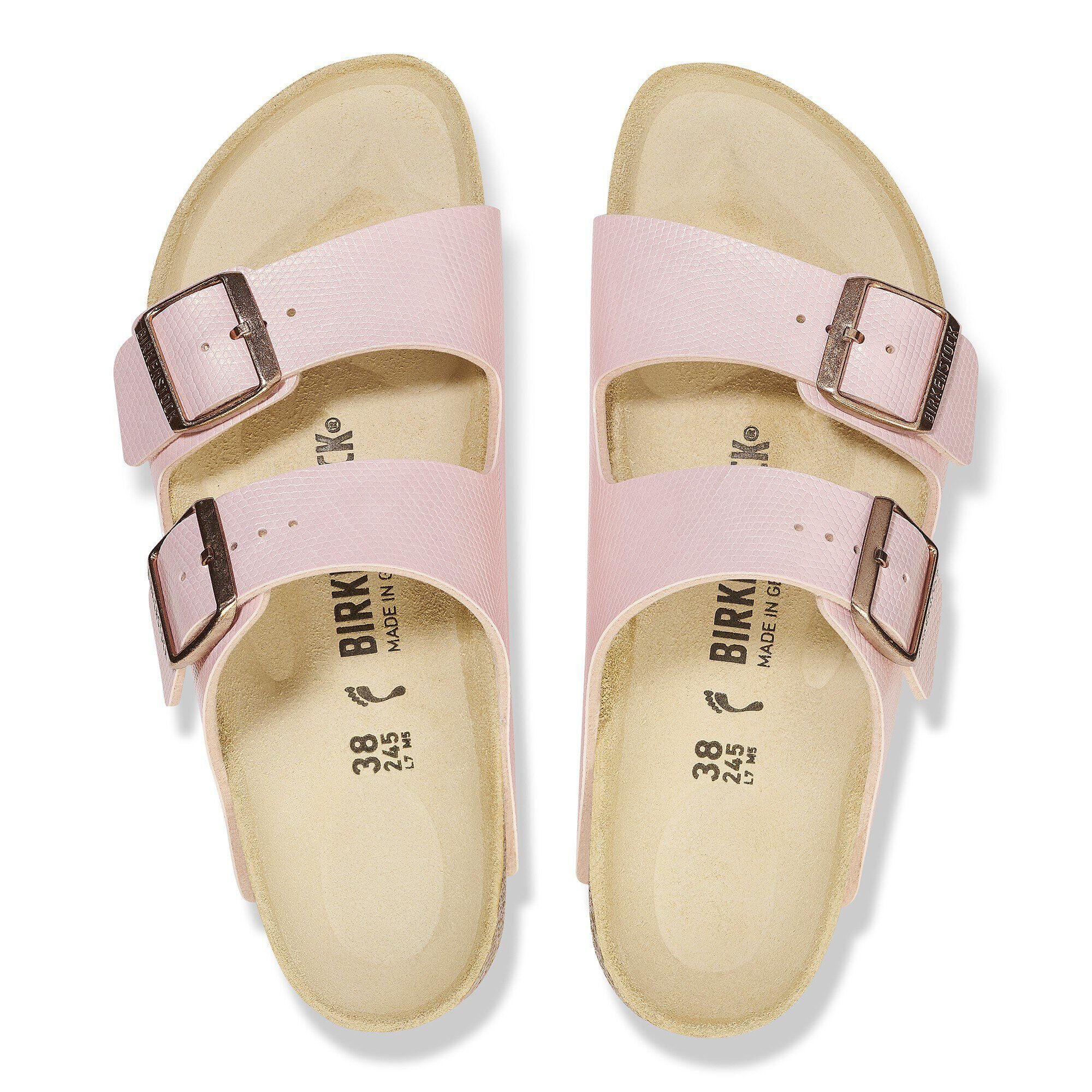 Arizona Birko-Flor Embossed Shiny Light Rose | BIRKENSTOCK