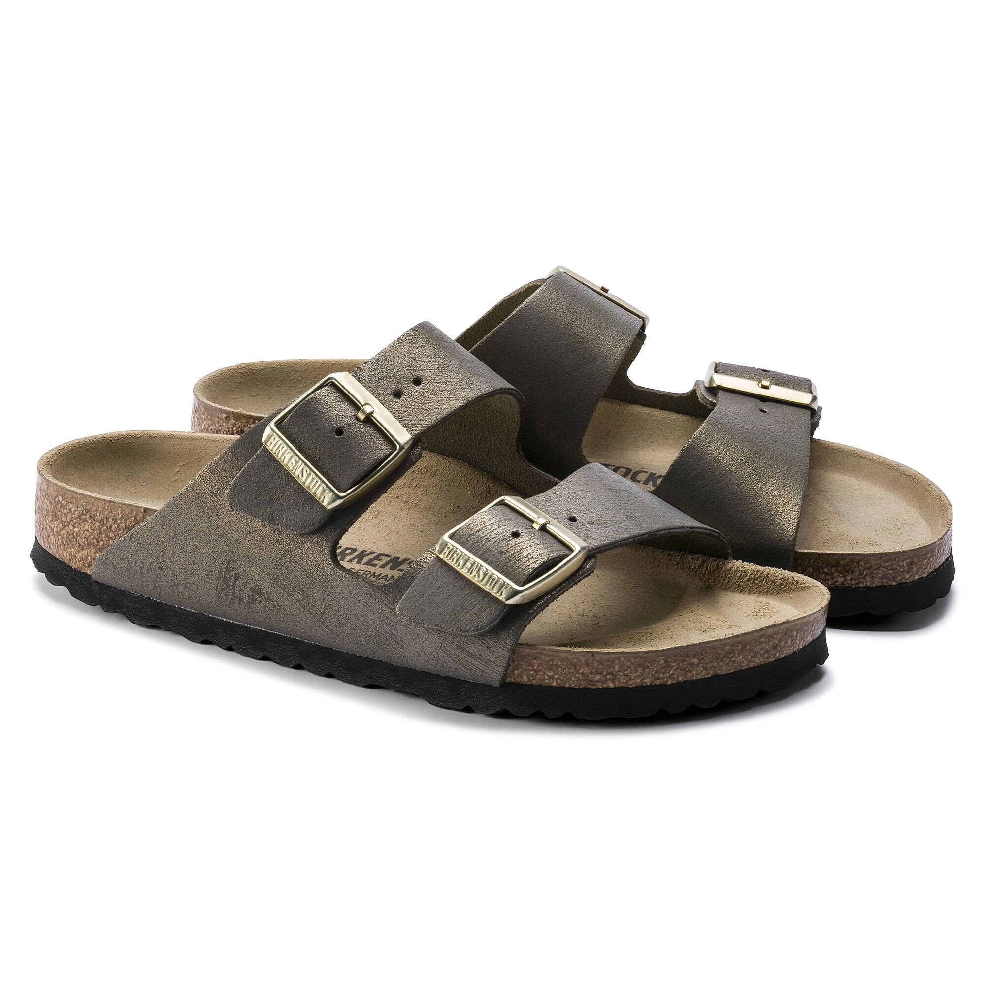 Arizona Leather Washed Metallic Stone Gold BIRKENSTOCK