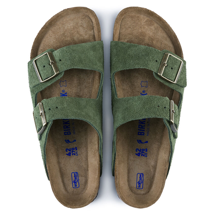 sokker uberørt Tremble Arizona Soft Footbed Suede Leather Green | BIRKENSTOCK