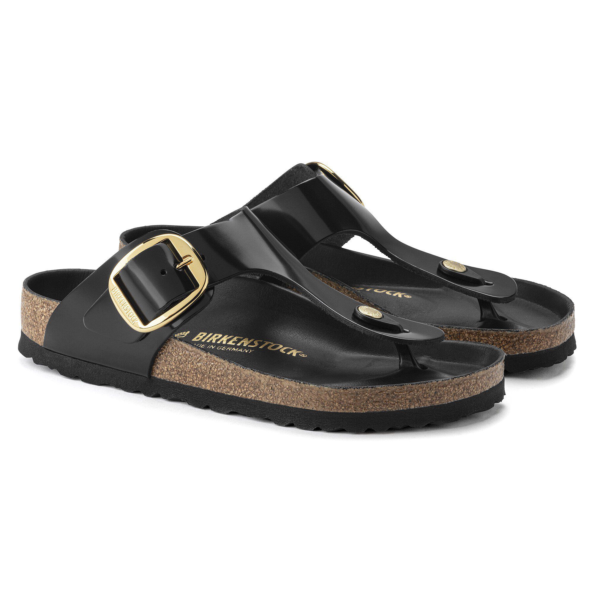 Birkenstock gizeh patent black on sale