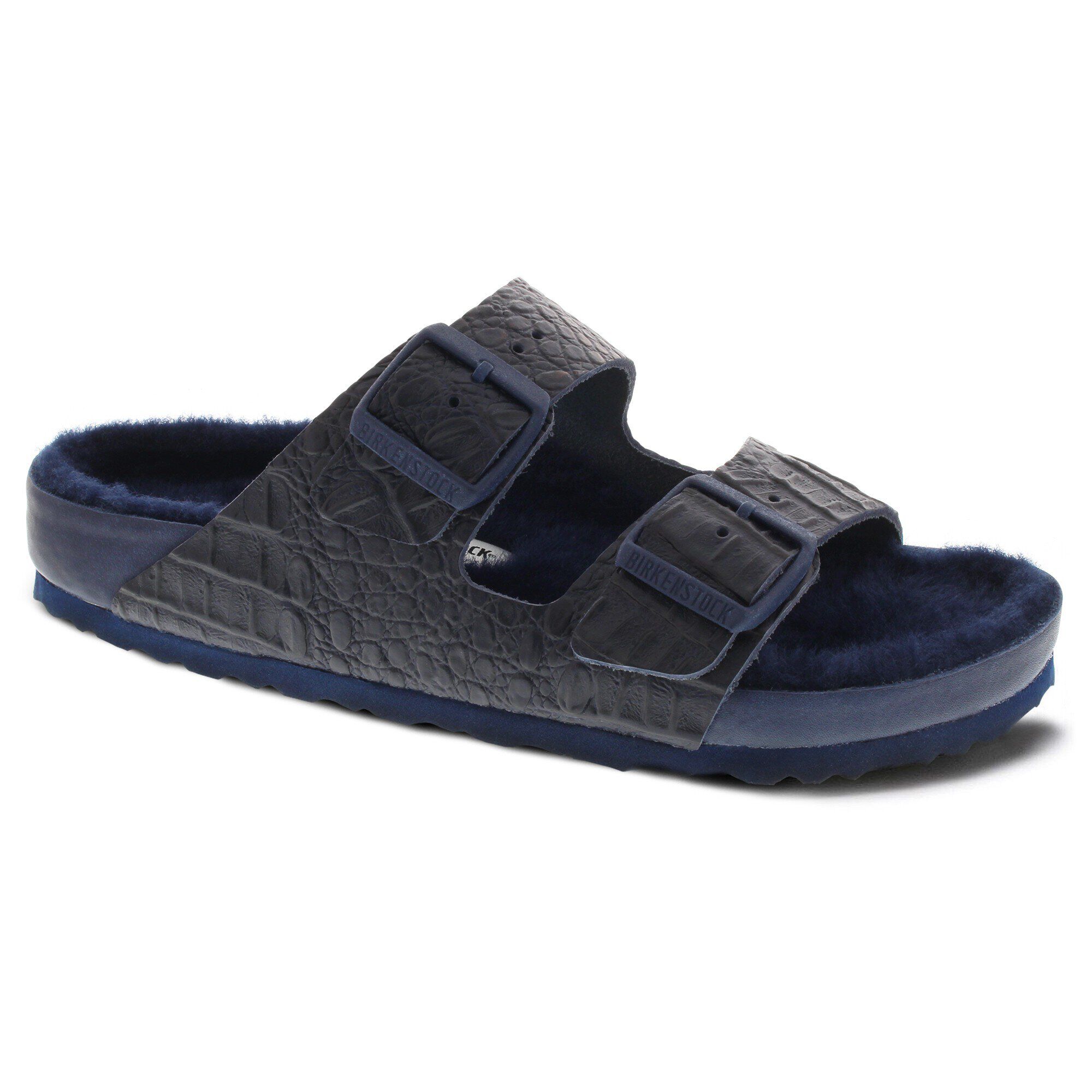 Birkenstock arizona natural sale leather blue