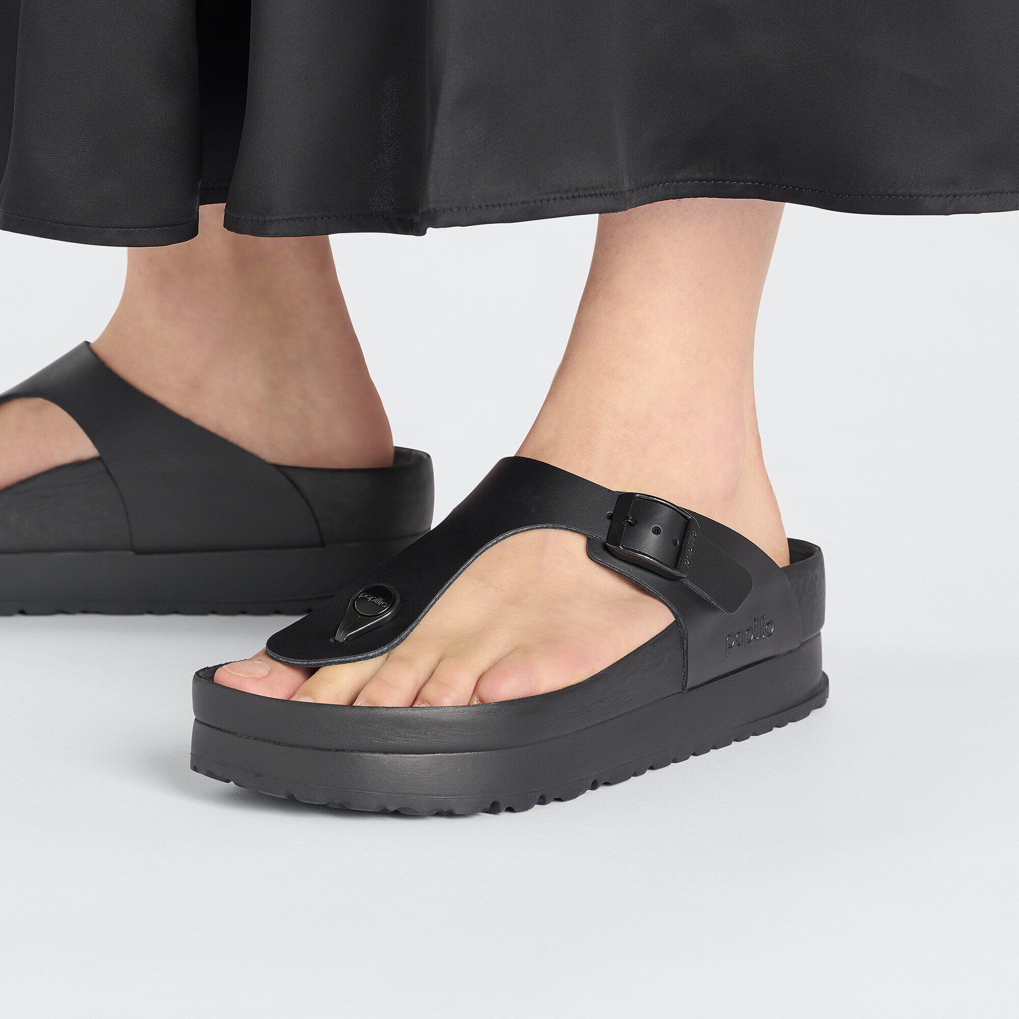 正規品★BIRKENSTOCK Gizeh PAP Flex プラットフォーム Gizeh Flex Platform Leather Black | BIRKENSTOCK