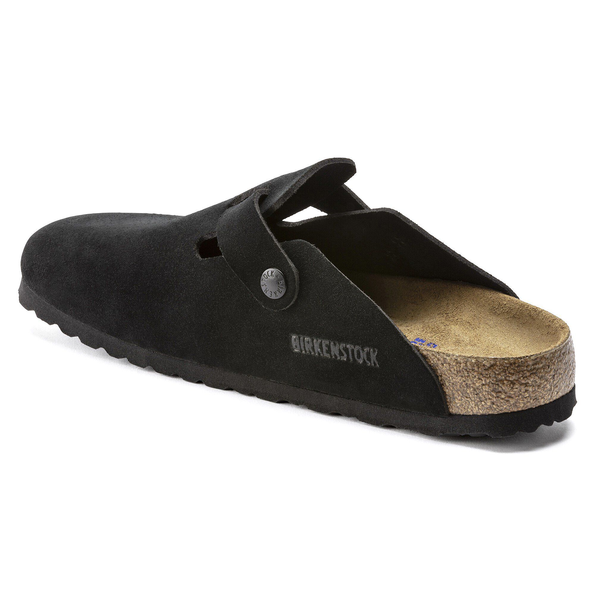 Boston Soft Footbed Suede Leather Black BIRKENSTOCK