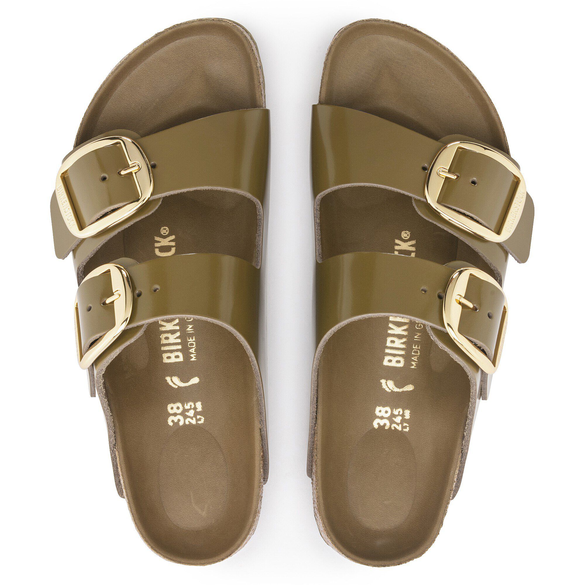 Arizona Big Buckle Natural Leather Patent High Shine Mud
