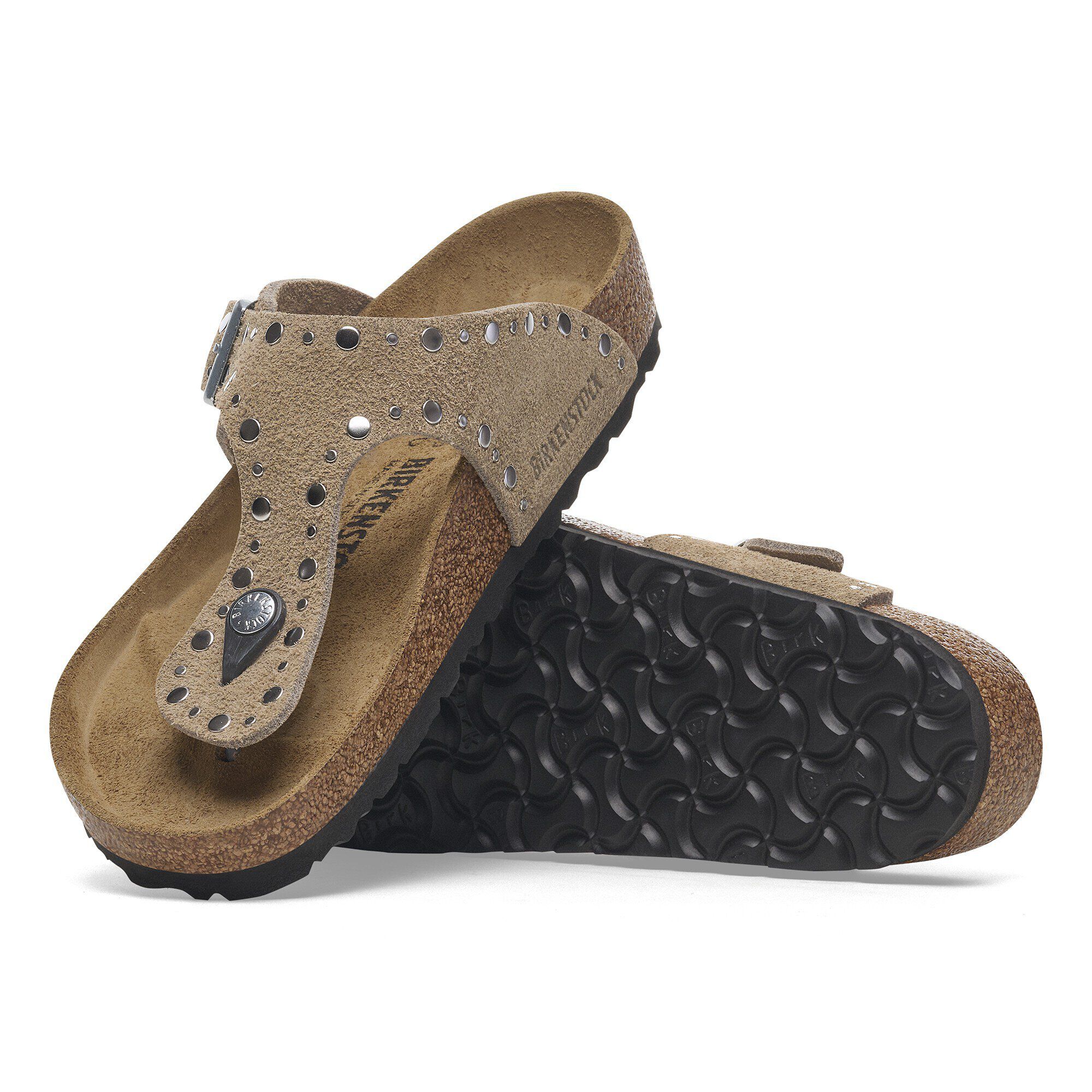 Gizeh Rivets Suede Leather Taupe | BIRKENSTOCK