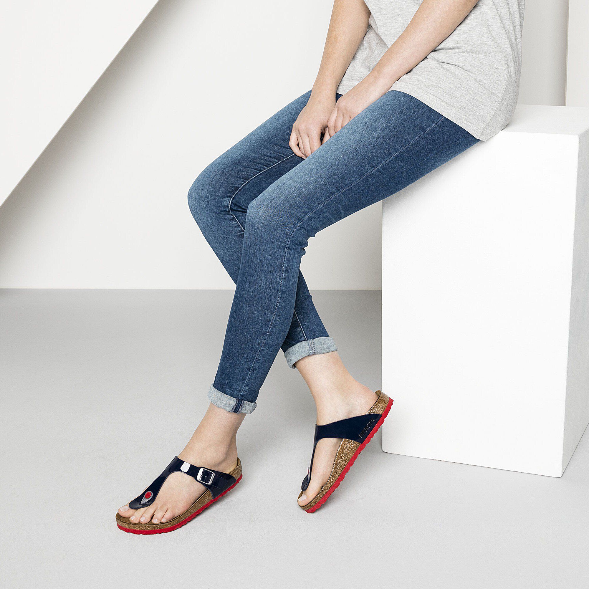 Gizeh Birko Flor Patent Dress Blue BIRKENSTOCK