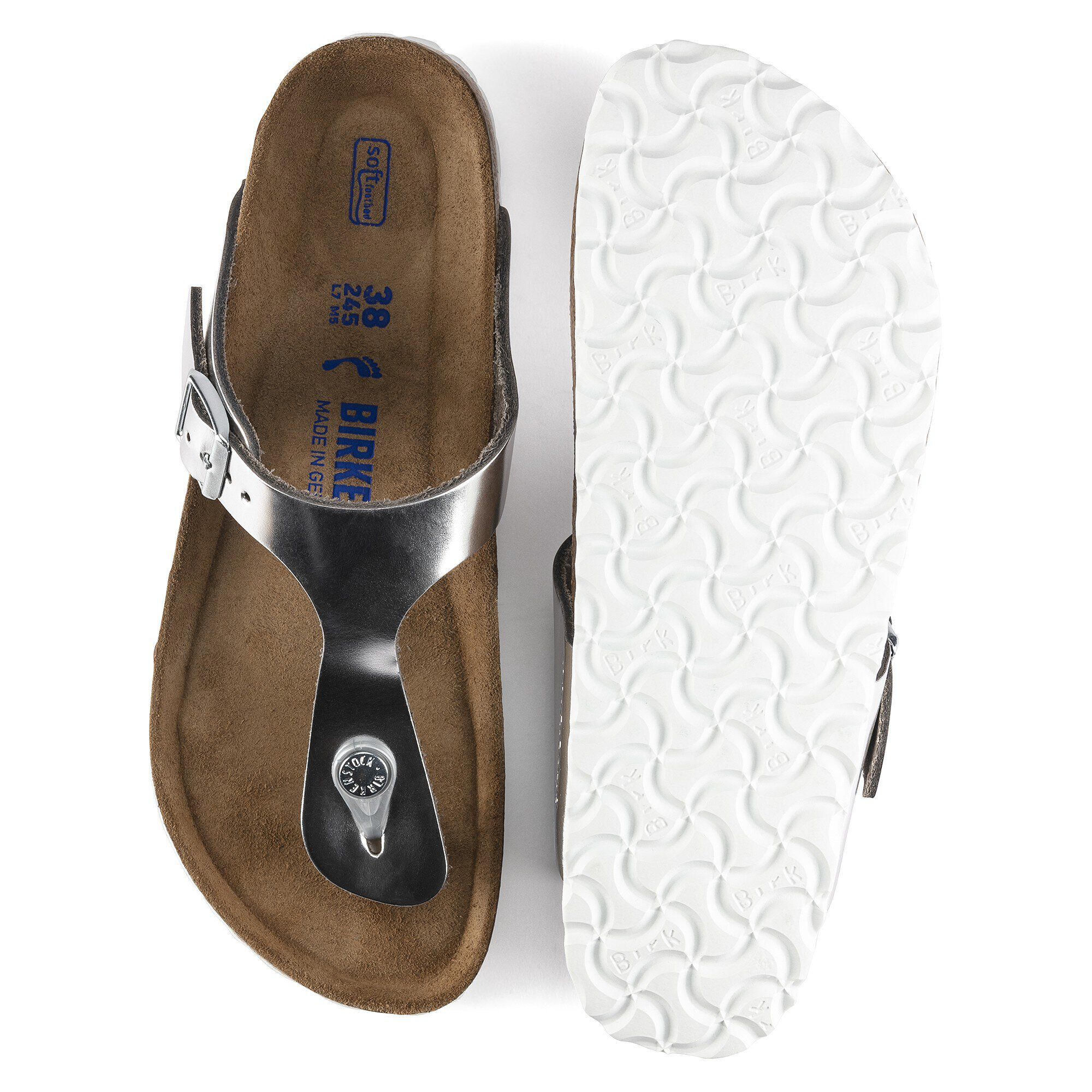 Gizeh Soft Footbed Leather Metallic Silver BIRKENSTOCK