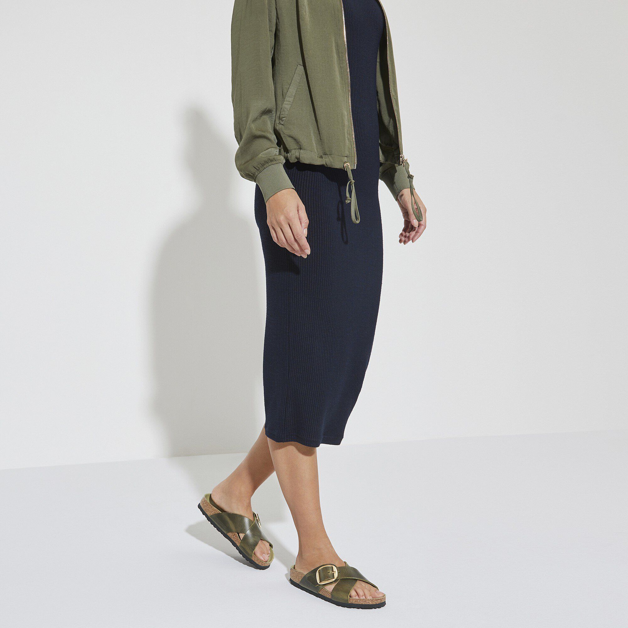 Siena Big Buckle Oiled Leather Olive Green | BIRKENSTOCK