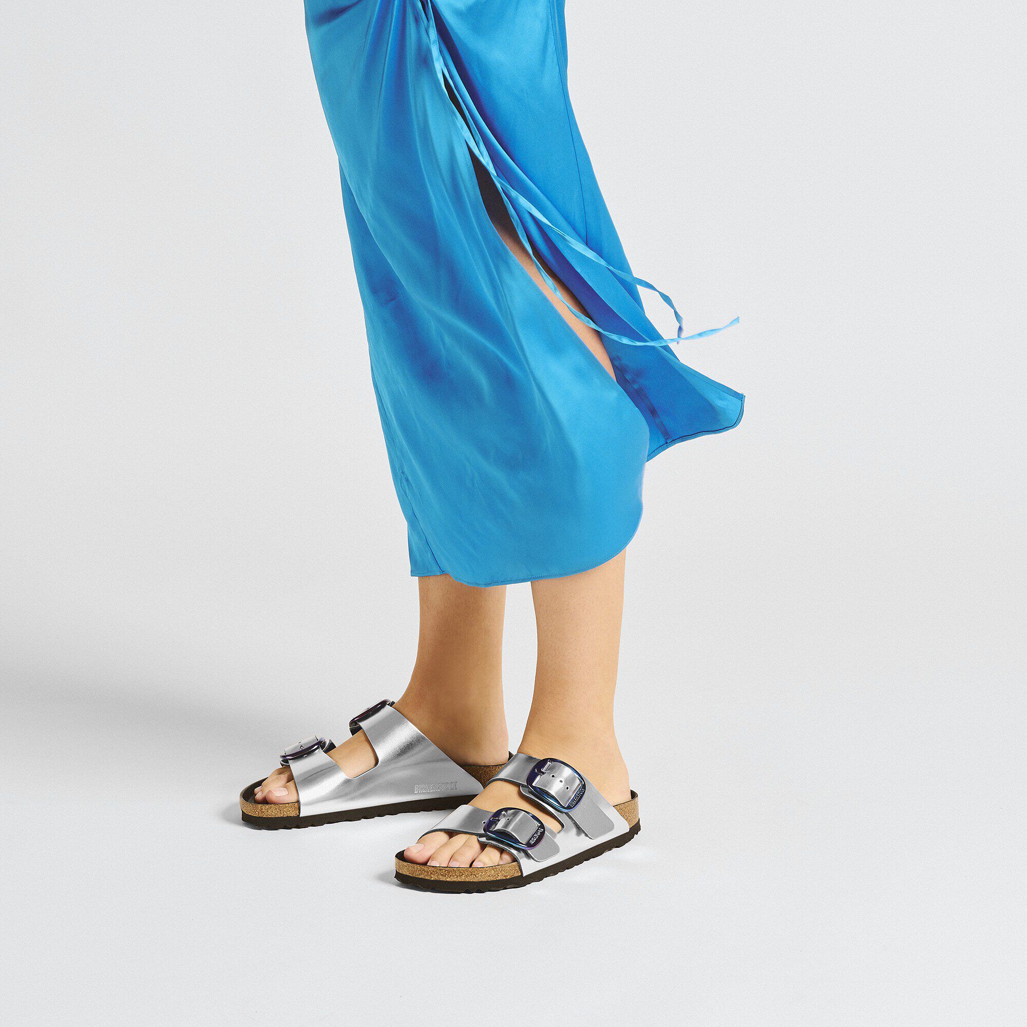 Birkenstock spotted metallic silver shop