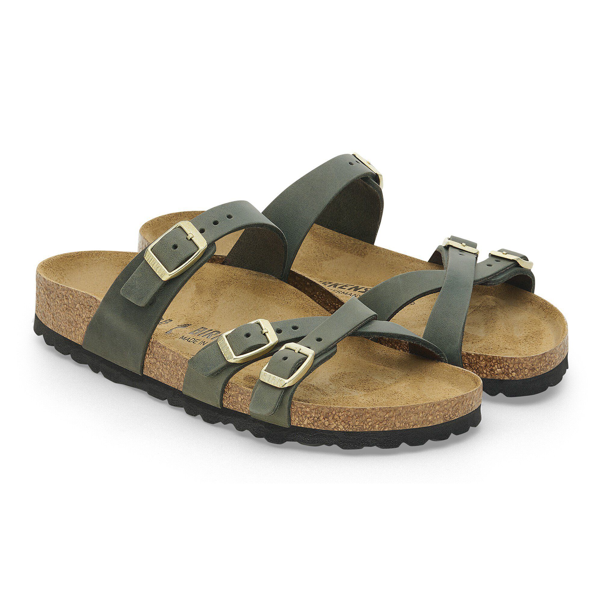Birkenstock Franca Oiled Leather Thyme Multi Strap Sandals