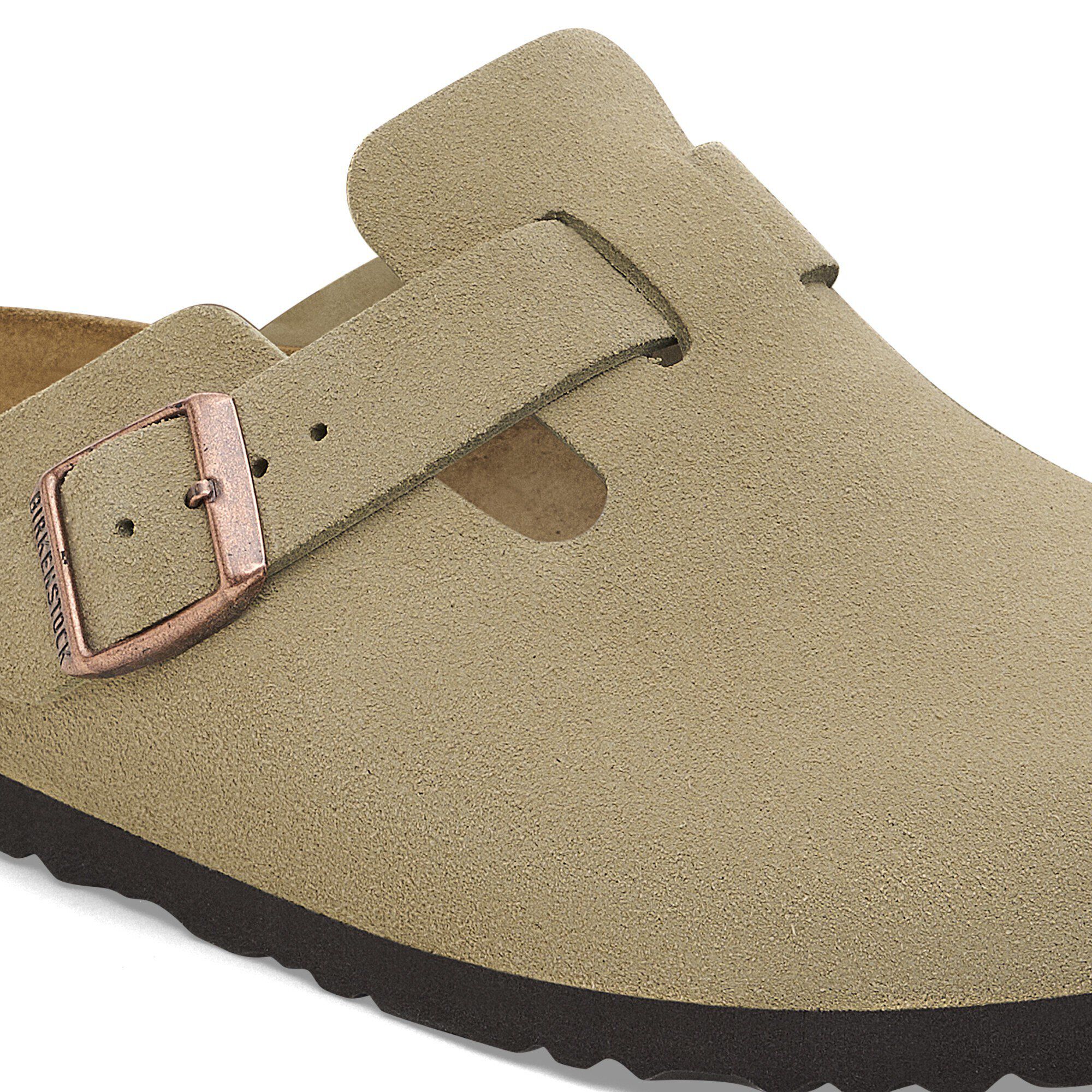 Boston Soft Footbed Suede Leather Taupe BIRKENSTOCK