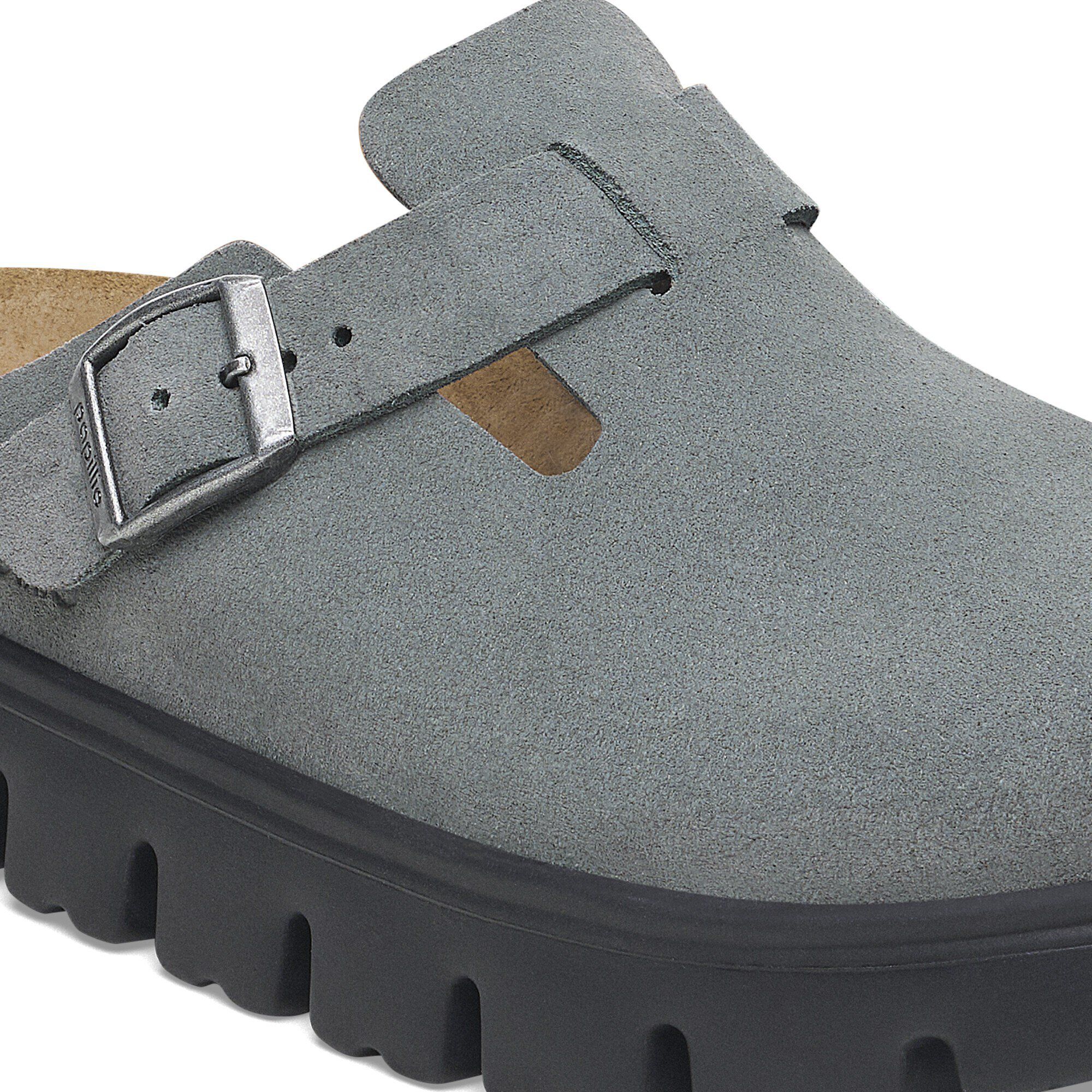 Boston Chunky Suede Leather Basalt Gray/ Black | BIRKENSTOCK
