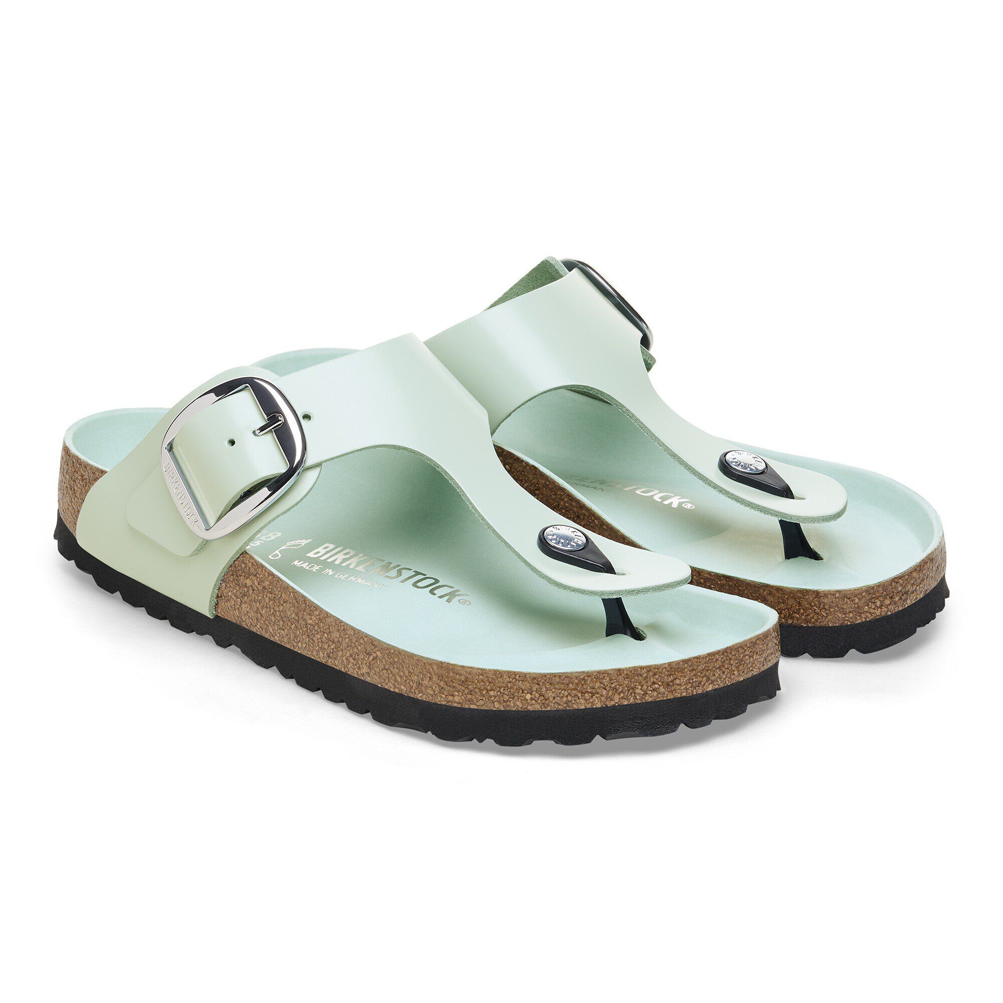 Birkenstock gizeh white patent top