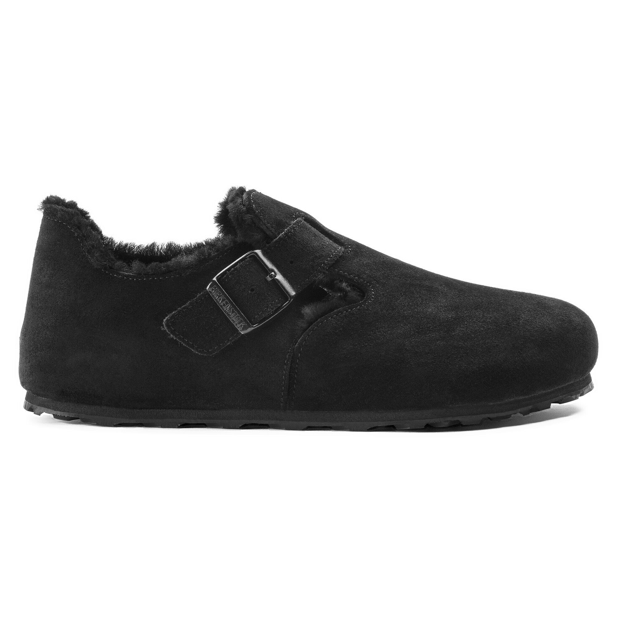 London Shearling Suede Leather Black BIRKENSTOCK
