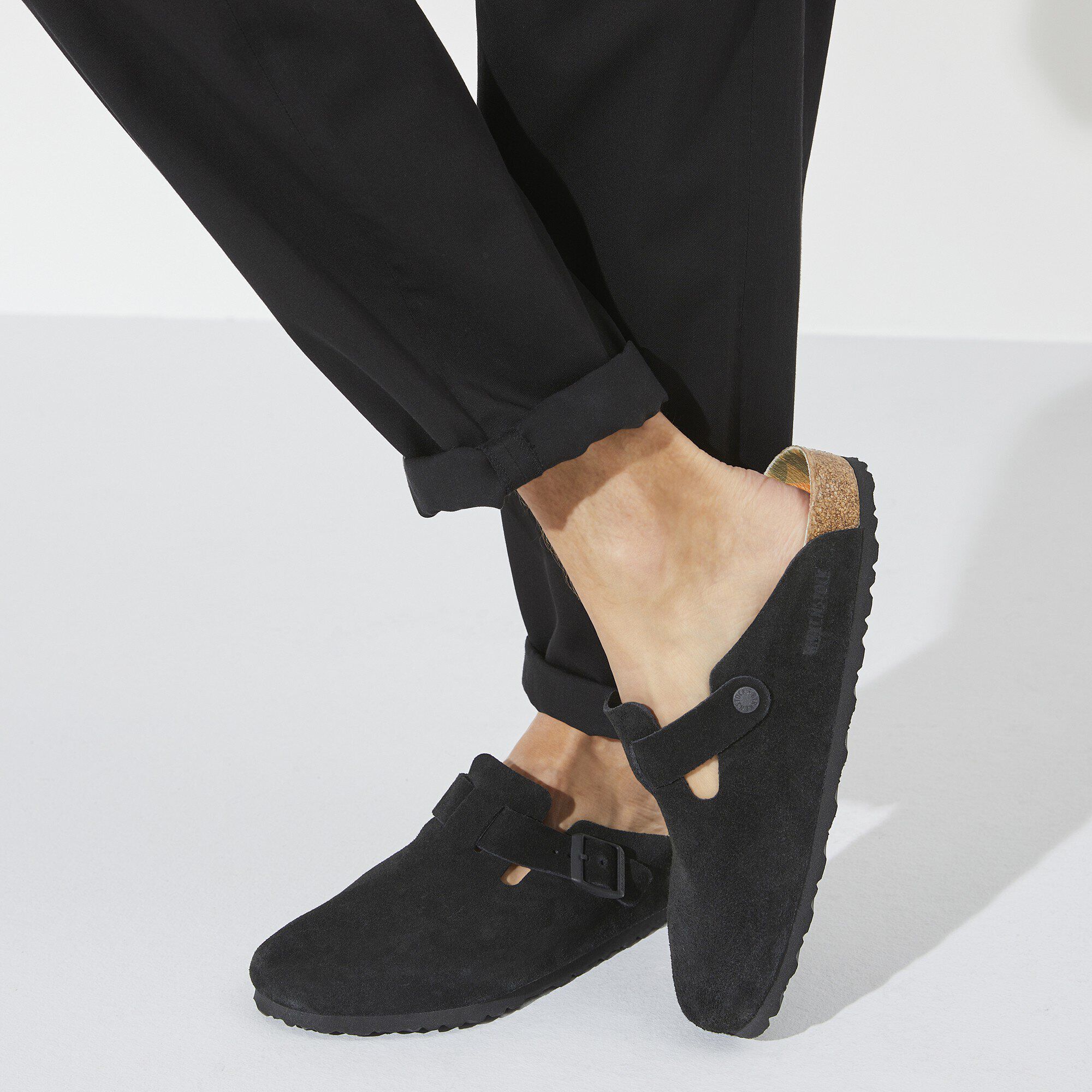 Boston Suede Leather Black BIRKENSTOCK
