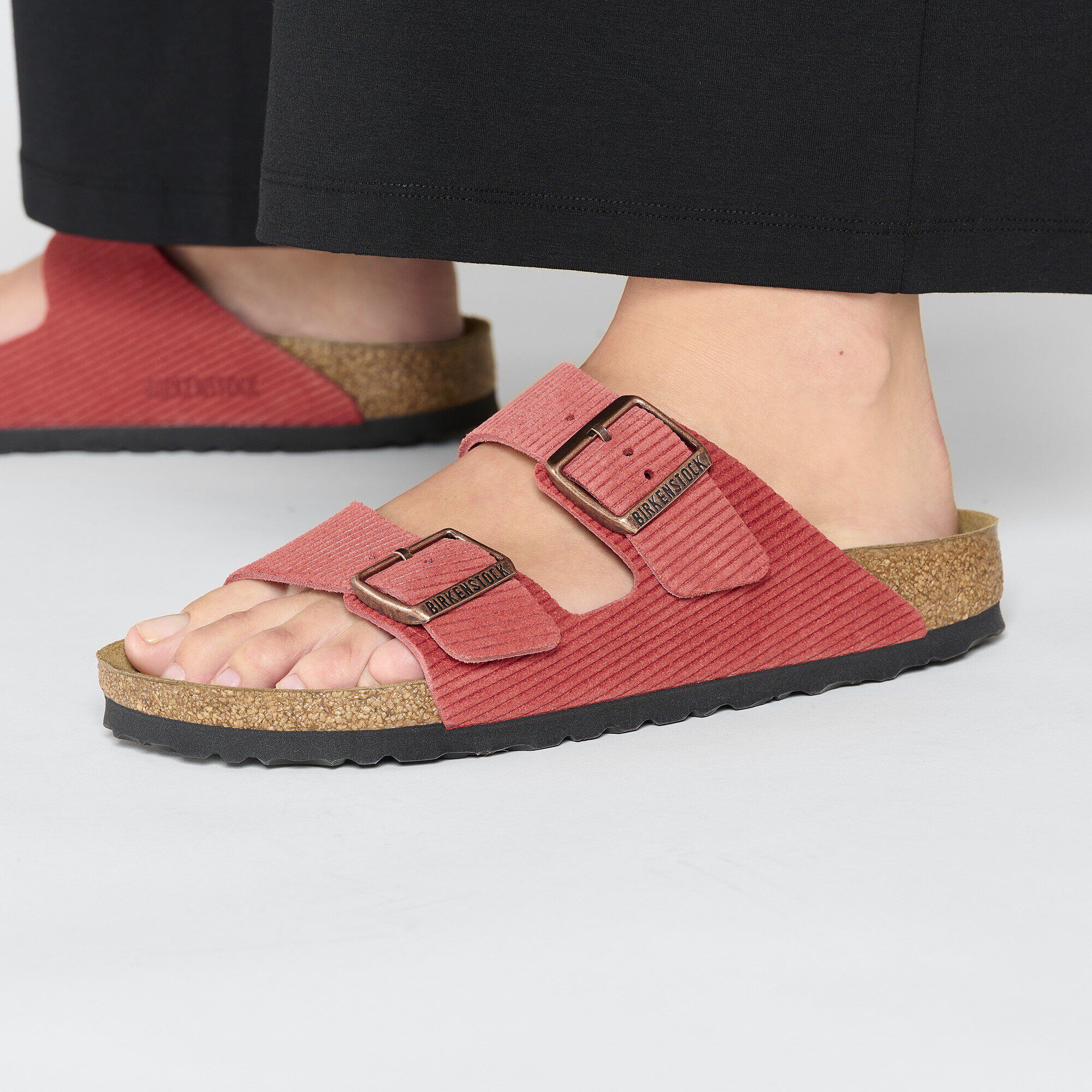 Red suede birkenstock arizona hot sale